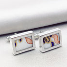 Hepburn and Hughes Minton Pottery Cufflinks | Coloured | Rectangle 20mm x 15mm | Sterling Silver
