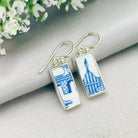 Hepburn and Hughes Minton Pottery Rectangular Earrings in Sterling Silver