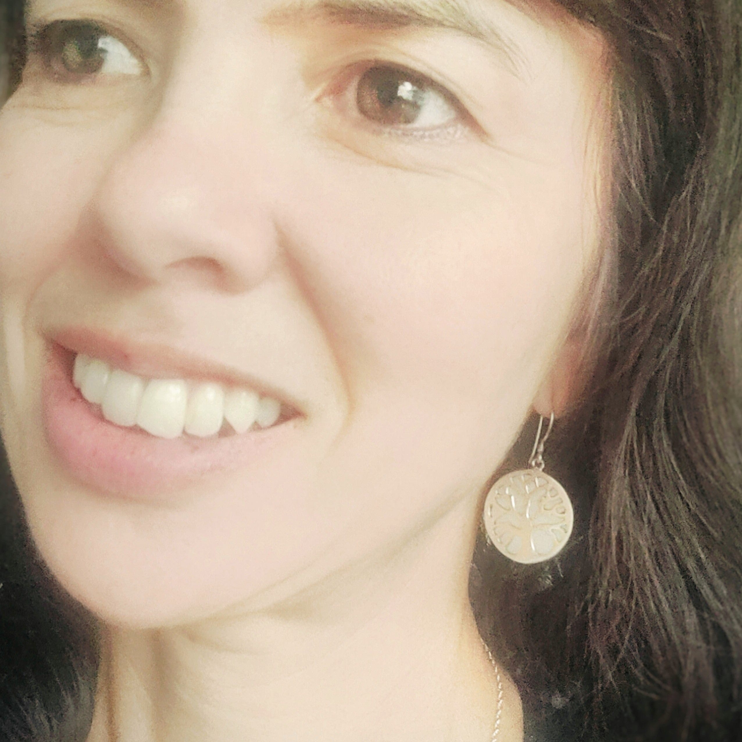 Hepburn and Hughes Mother of Pearl Earrings, with Tree of Life in Sterling Silver