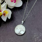 Hepburn and Hughes Mother of Pearl Pendant | 27mm Tree of Life Pendant | Sterling Silver