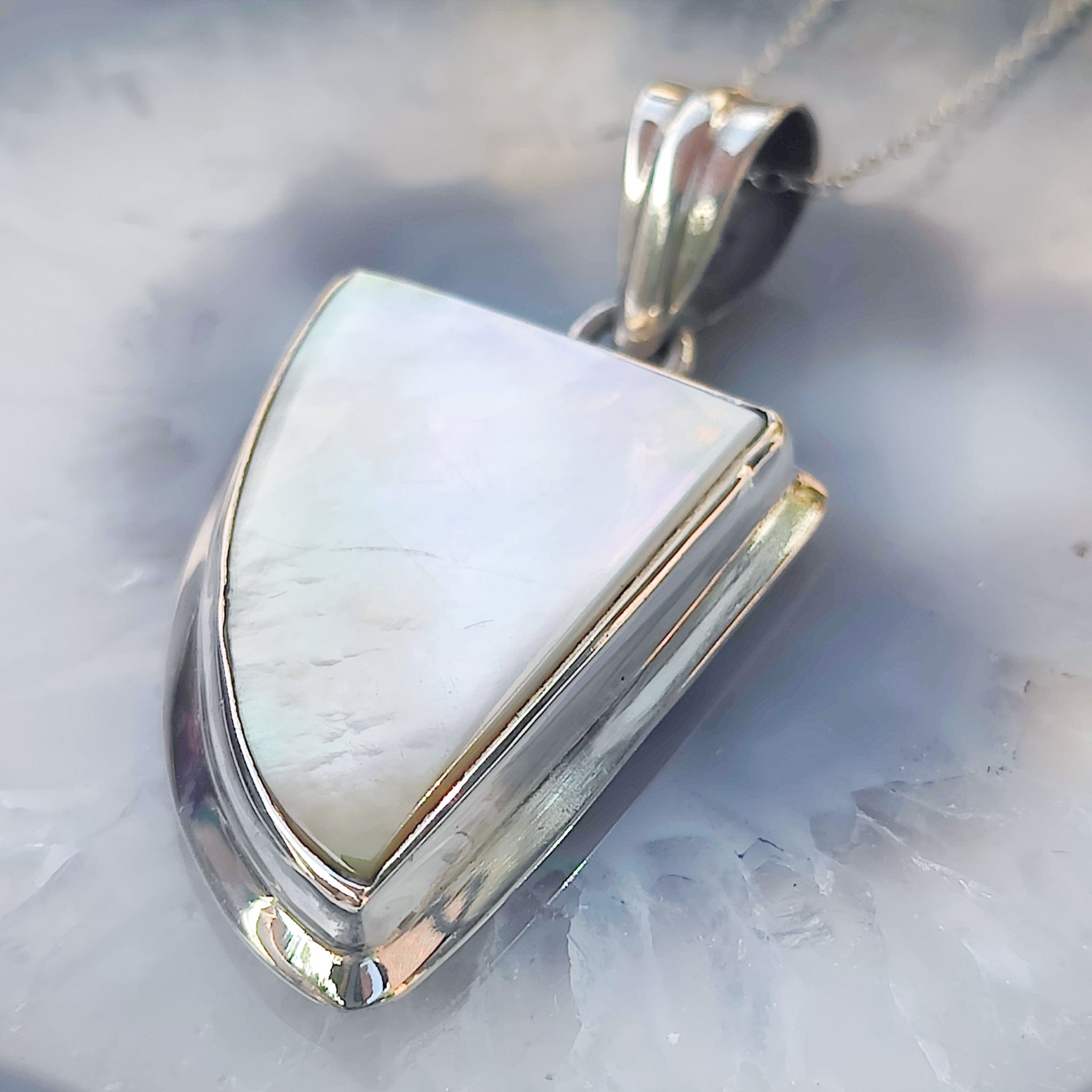 Hepburn and Hughes Mother of Pearl Pendant | Abstract | 3rd Anniversary | Sterling Silver