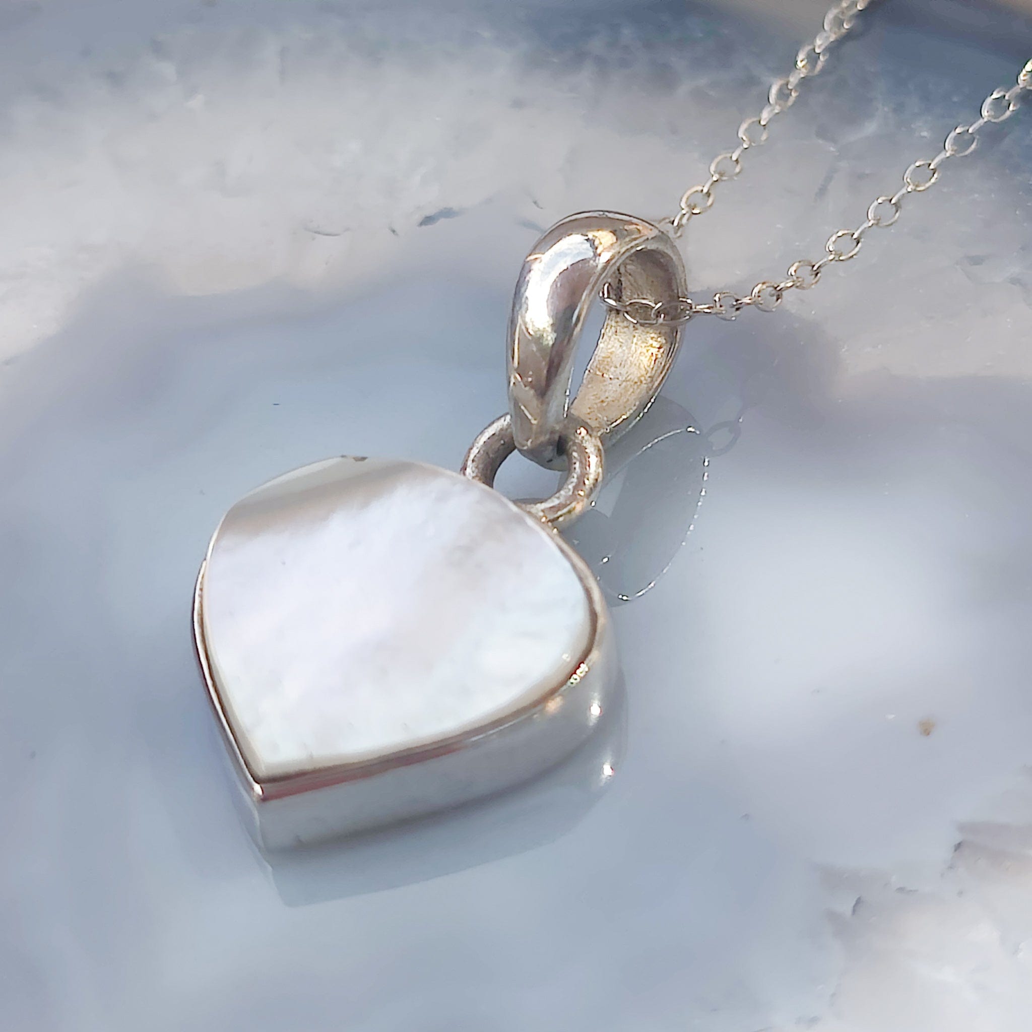 Hepburn and Hughes Mother of Pearl Pendant | June Birthday | Three Styles | Sterling Silver