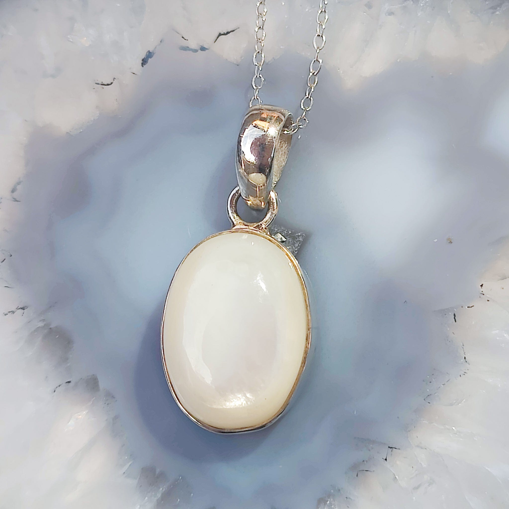 Hepburn and Hughes Mother of Pearl Pendant | Oval | Sterling Silver