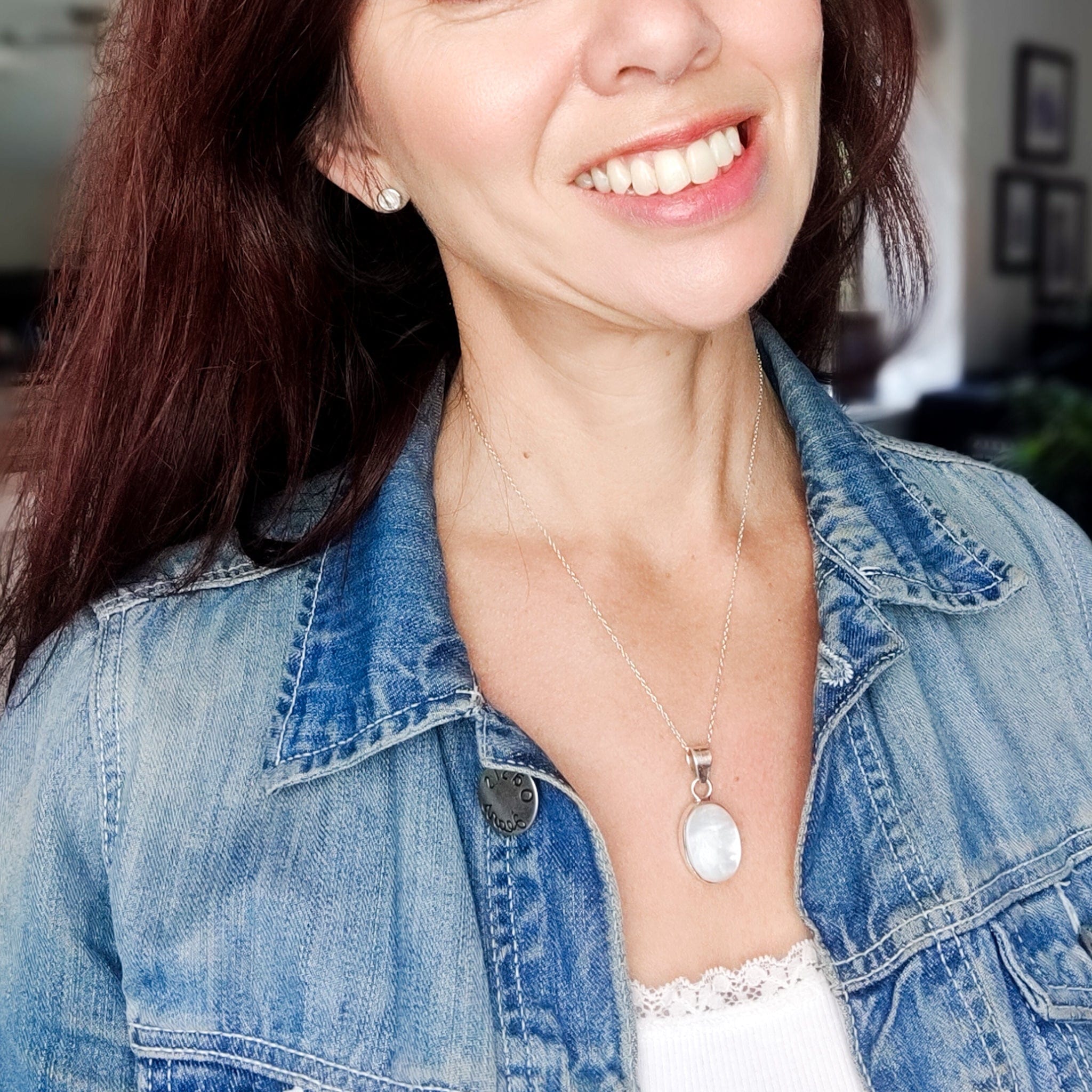 Hepburn and Hughes Mother of Pearl Pendant | Oval | Sterling Silver