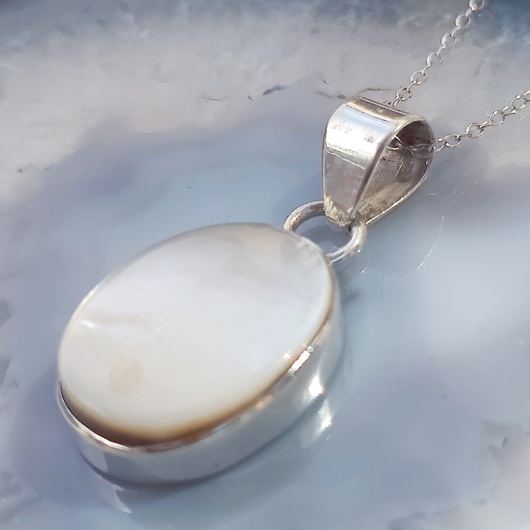 Hepburn and Hughes Mother of Pearl Pendant | Oval | Sterling Silver