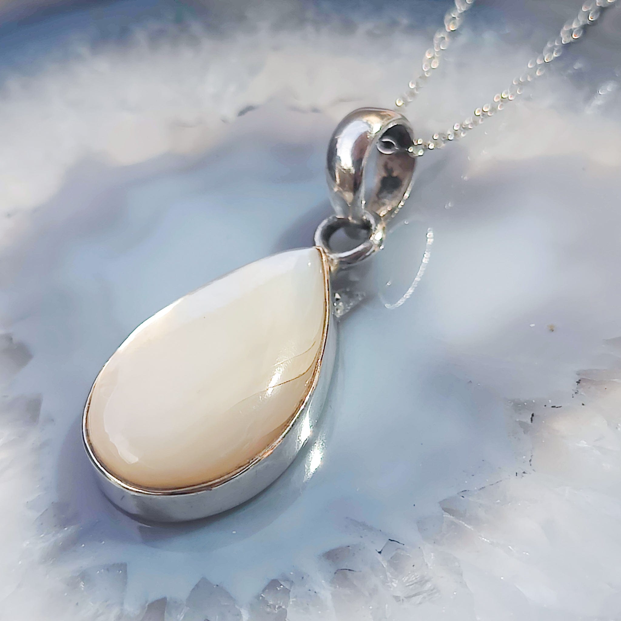 Hepburn and Hughes Mother of Pearl Pendant | Teardrop | Sterling Silver
