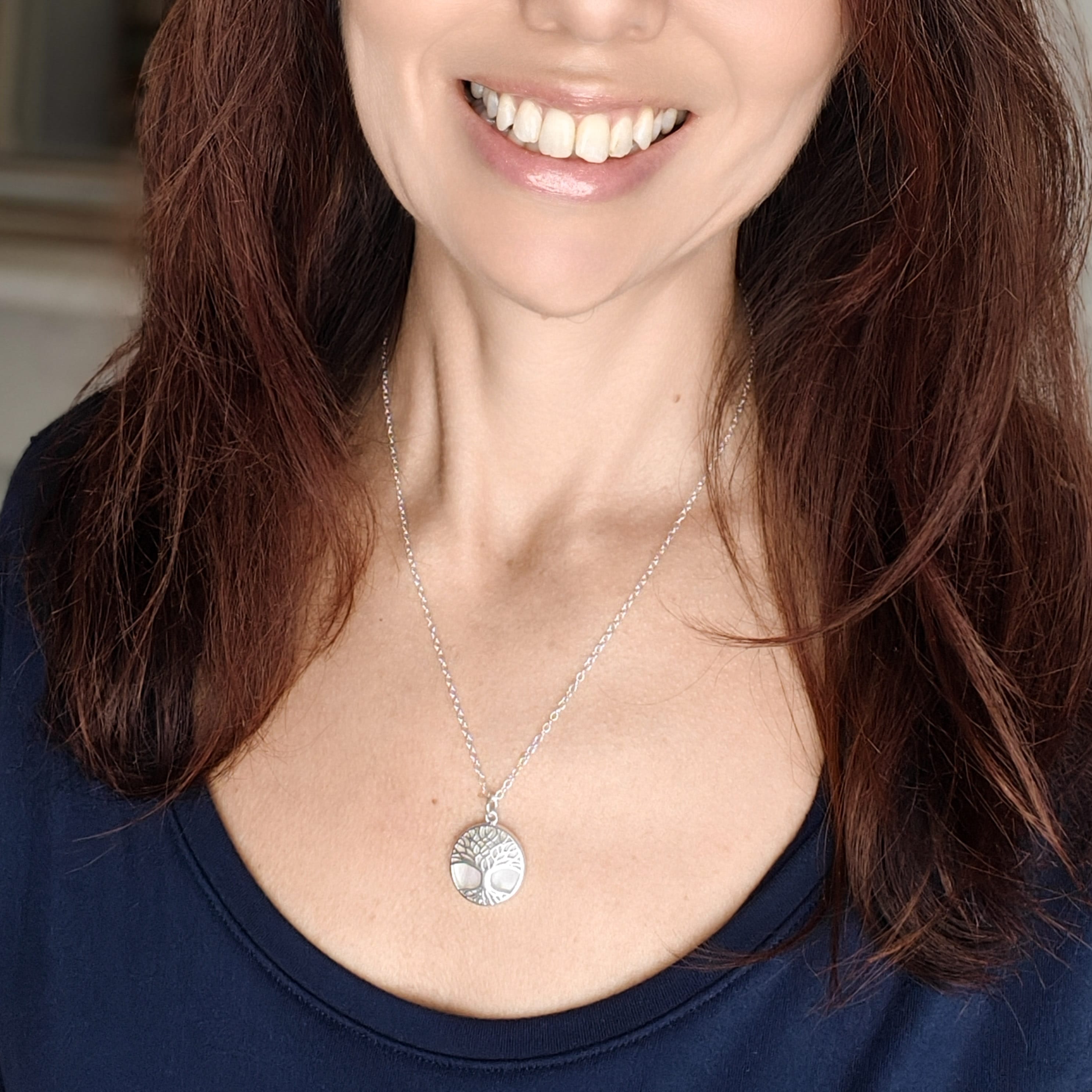 Hepburn and Hughes Mother of Pearl Pendant | Tree of Life Pendant | Spiritual Gift | Sterling Silver