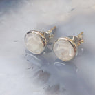 Hepburn and Hughes Mother of Pearl Round Earrings | June Birthstone | Sterling Silver