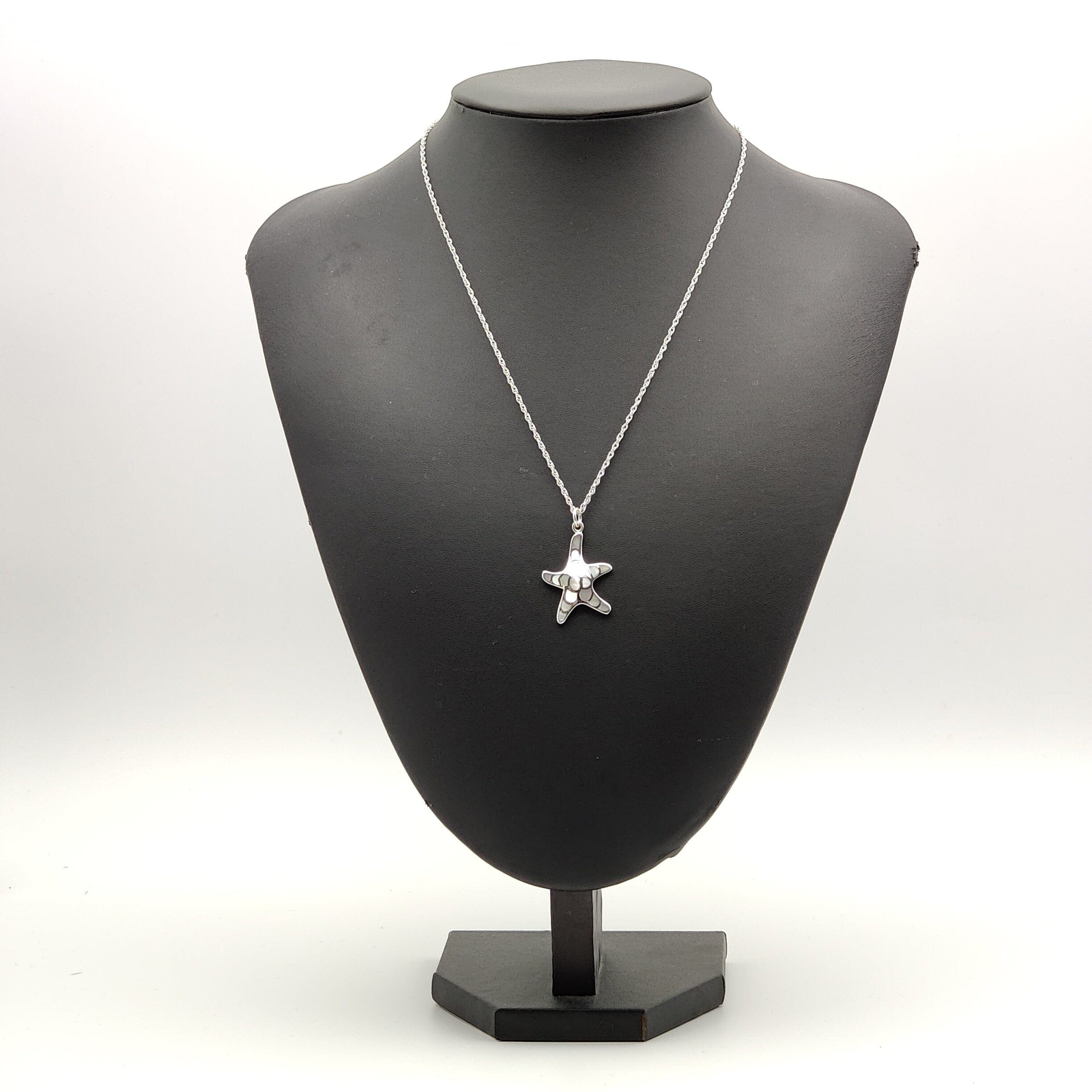 Hepburn and Hughes Mother of Pearl Small Starfish Pendant | White Mosaic | Sterling Silver