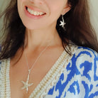 Hepburn and Hughes Mother of Pearl Starfish Drop Earrings | White Mosaic | Sterling Silver