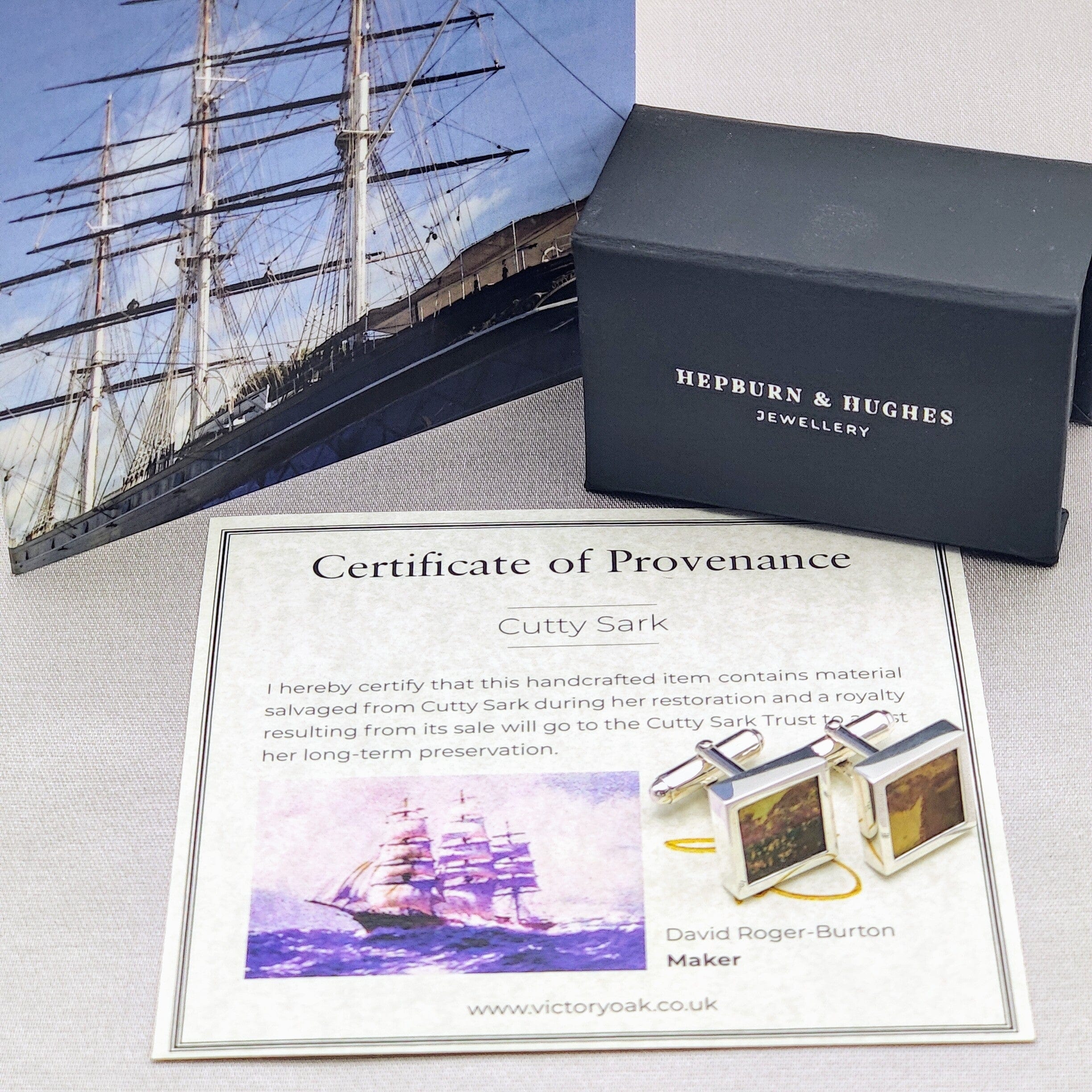 Hepburn and Hughes Nautical Cufflinks | Made with original Cutty Sark Copper | Sterling Silver Cuff Links
