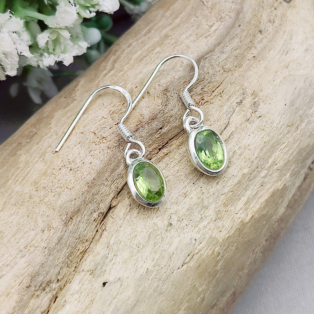 Hepburn and Hughes Peridot Drop Earrings | Oval | 16th Anniversary gift | Sterling Silver