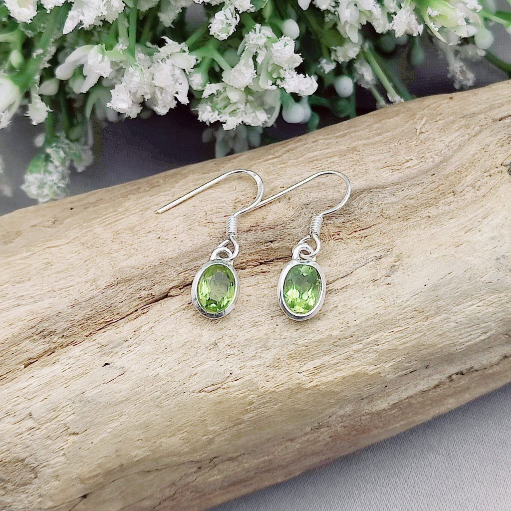 Hepburn and Hughes Peridot Drop Earrings | Oval | 16th Anniversary gift | Sterling Silver