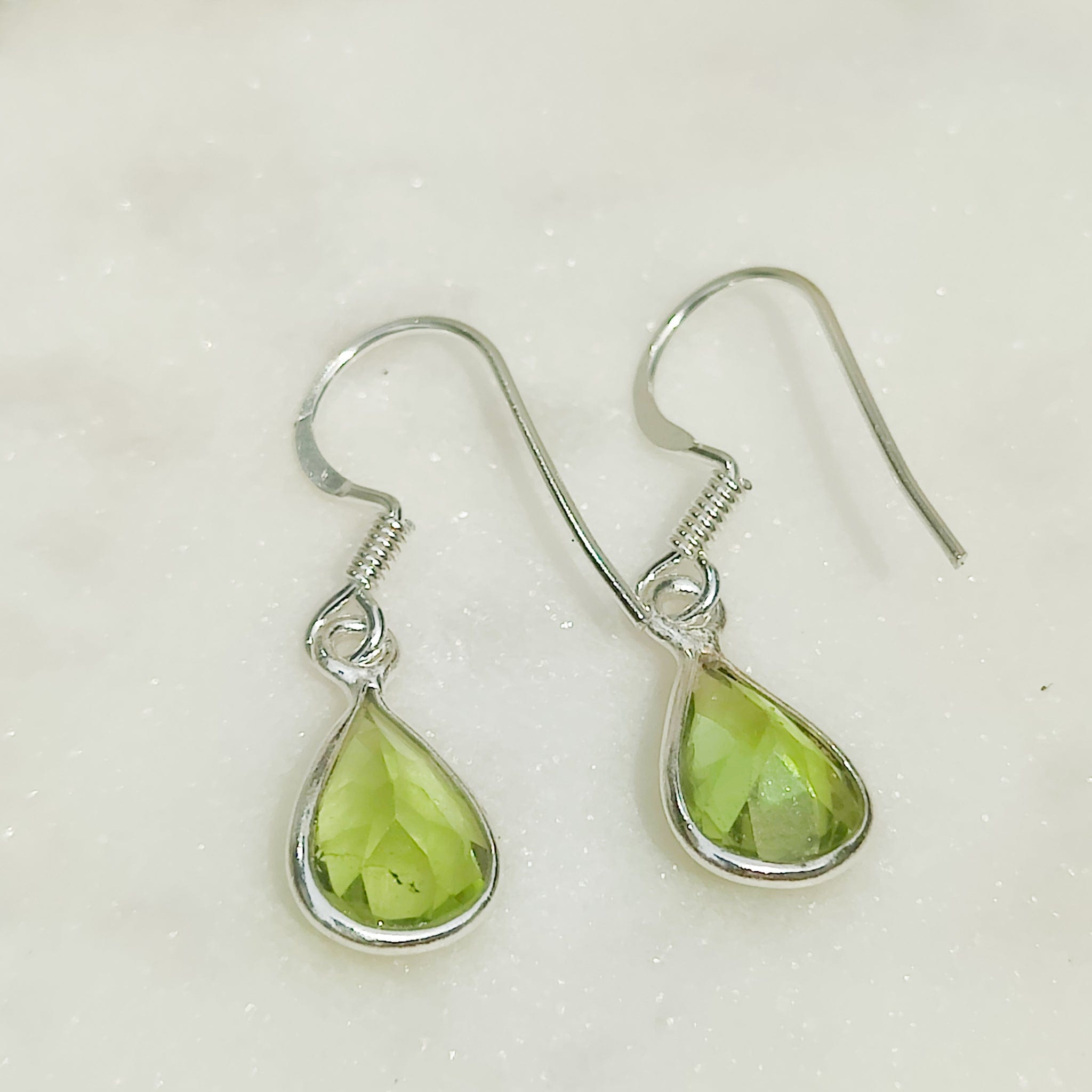 Hepburn and Hughes Peridot Drop Earrings | Pear | 16th Anniversary gift | Sterling Silver