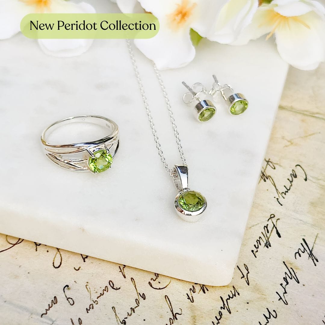 Hepburn and Hughes Peridot Earrings | Round Stud | August Birthstone | Sterling Silver