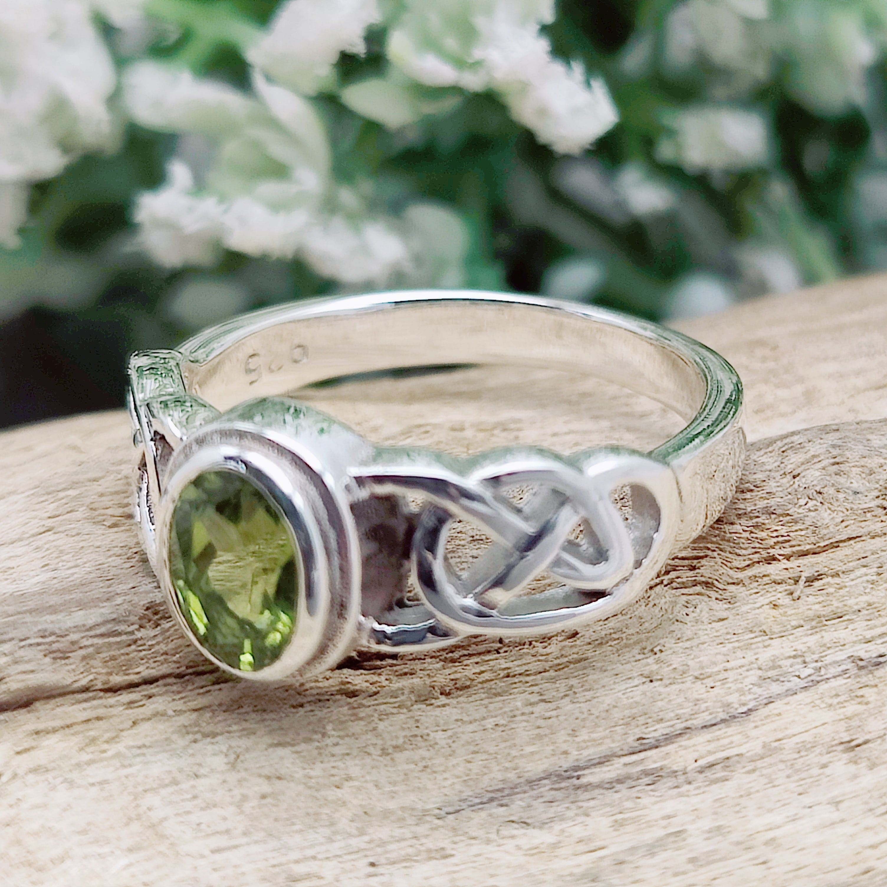 Hepburn and Hughes Peridot Gemstone Ring | August Birthstone | Sterling Silver
