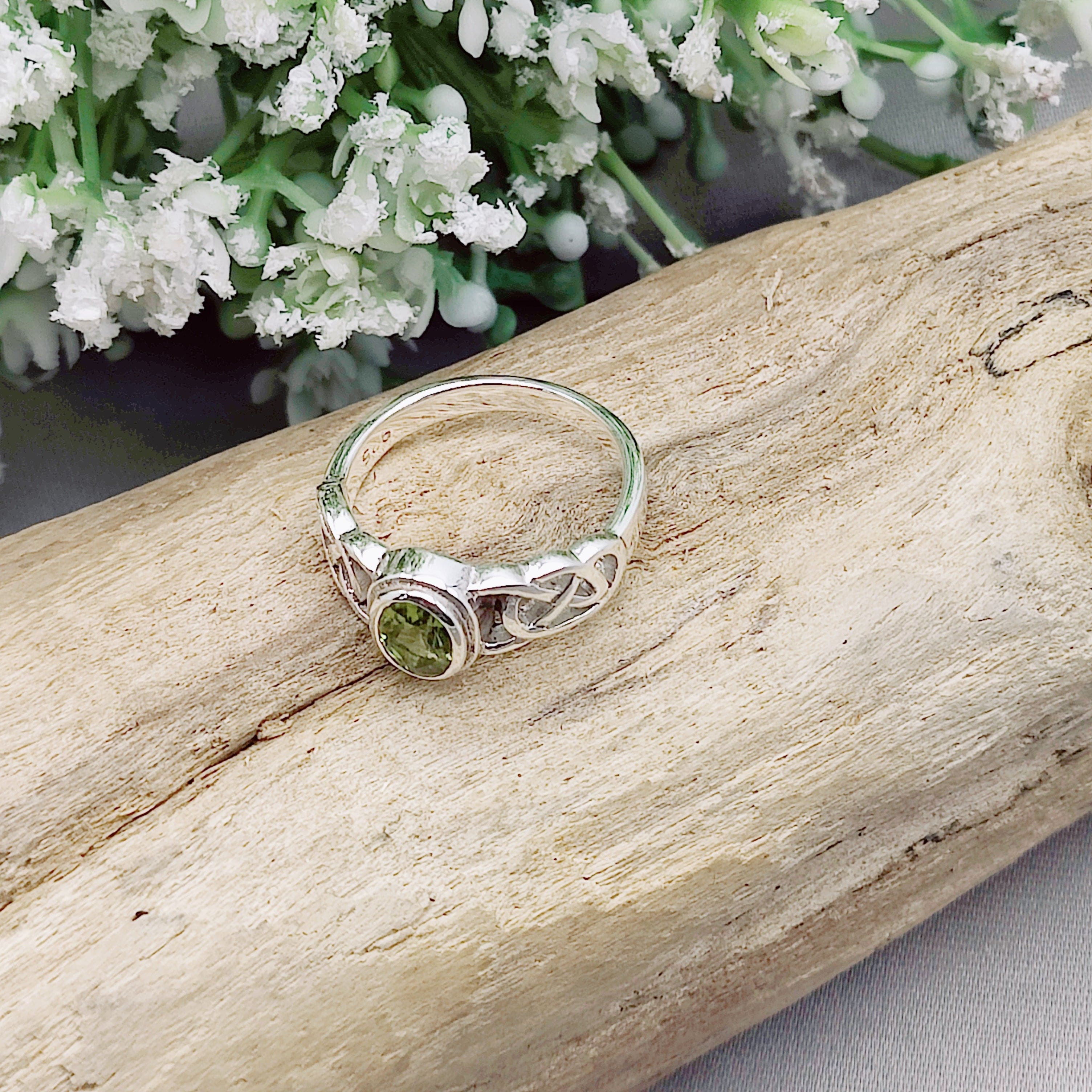 Hepburn and Hughes Peridot Gemstone Ring | August Birthstone | Sterling Silver