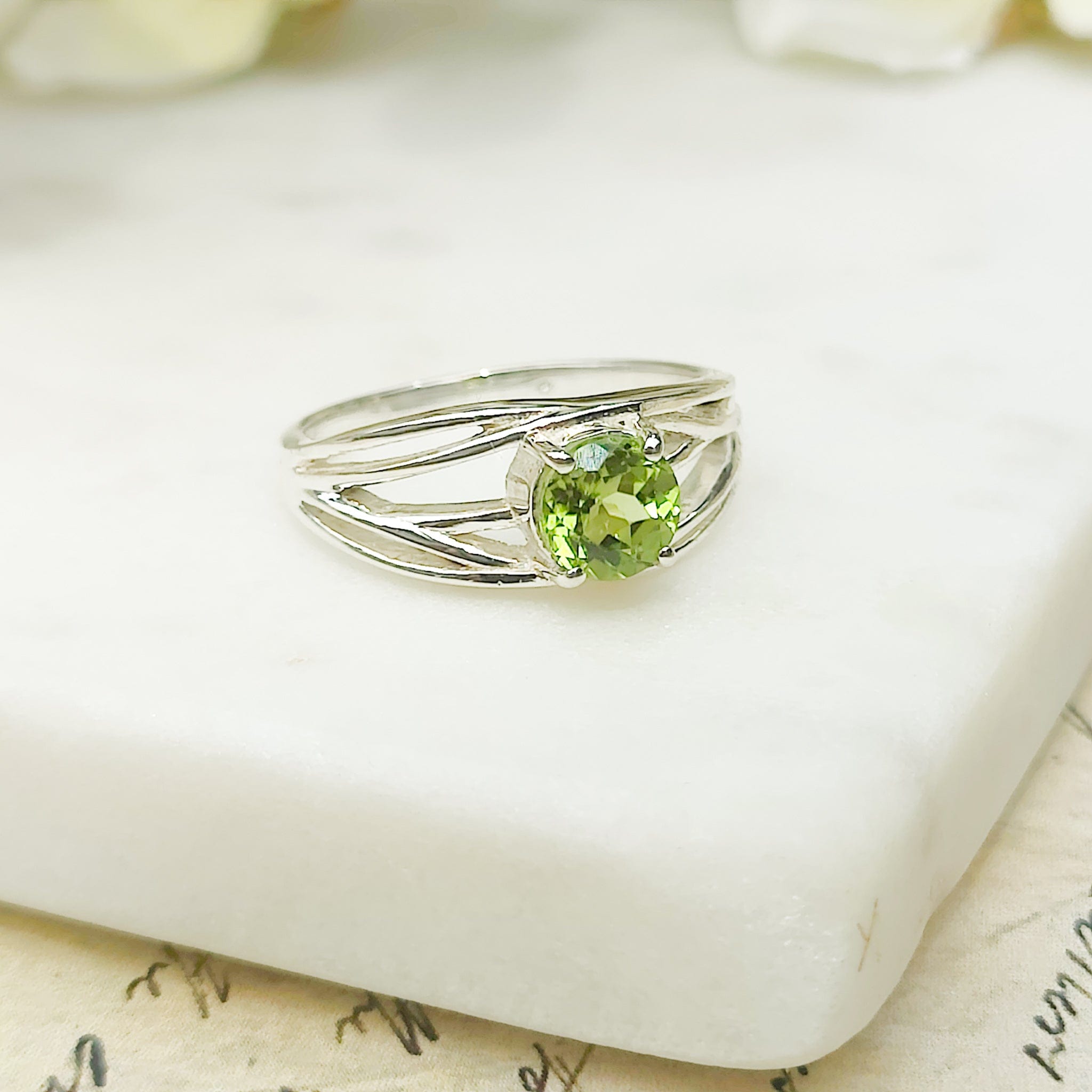 Hepburn and Hughes Peridot Gemstone Ring | August Birthstone | Sterling Silver