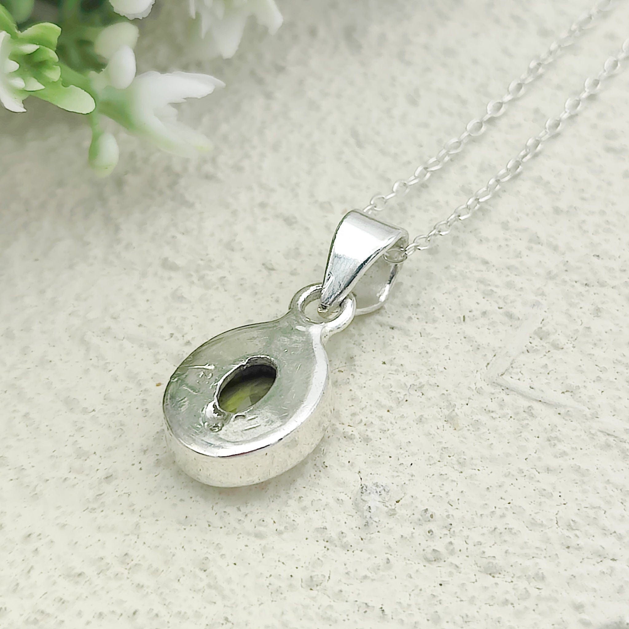 Hepburn and Hughes Peridot Pendant | 12mm Oval | August Birthstone | Sterling Silver