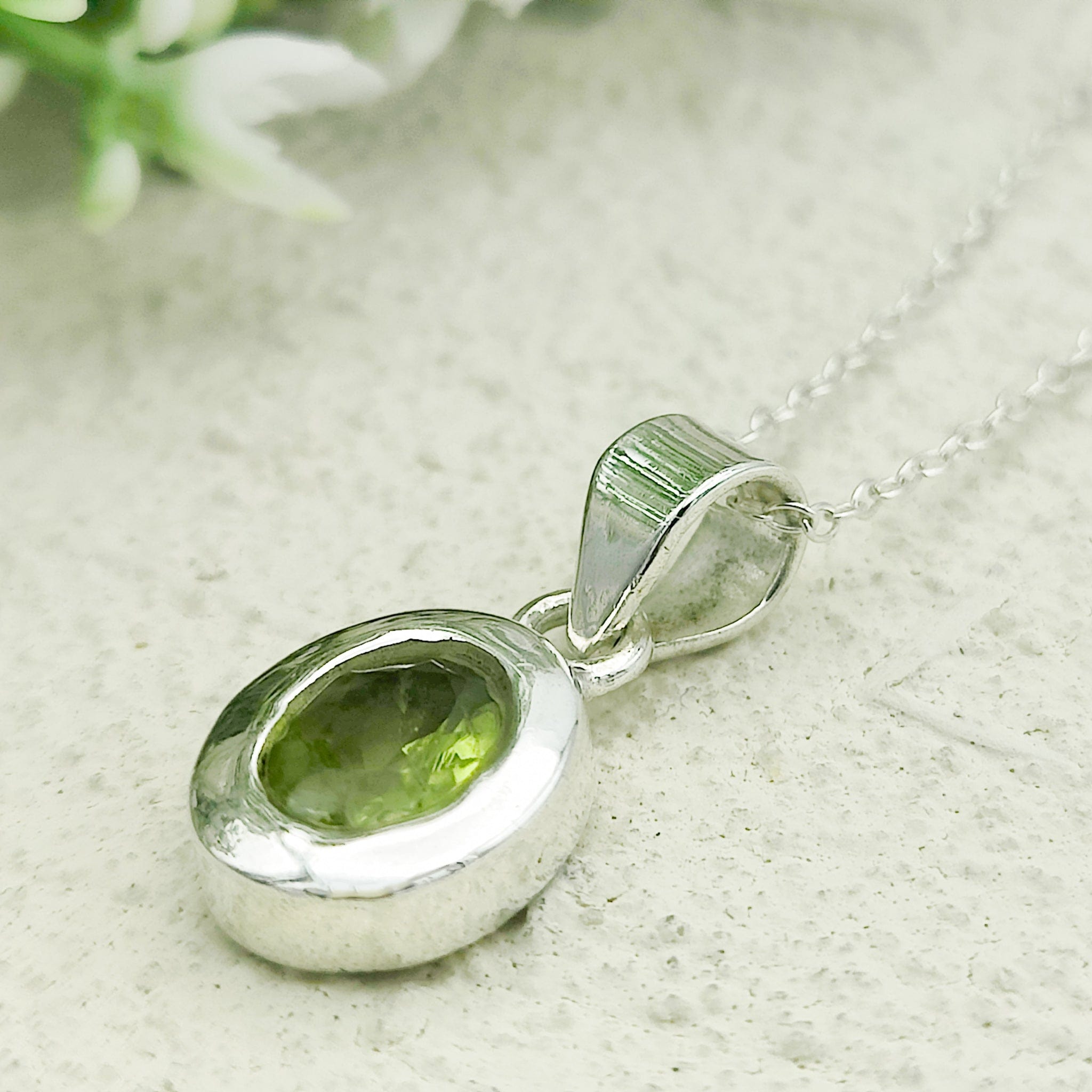 Hepburn and Hughes Peridot Pendant | 12mm Oval | August Birthstone | Sterling Silver