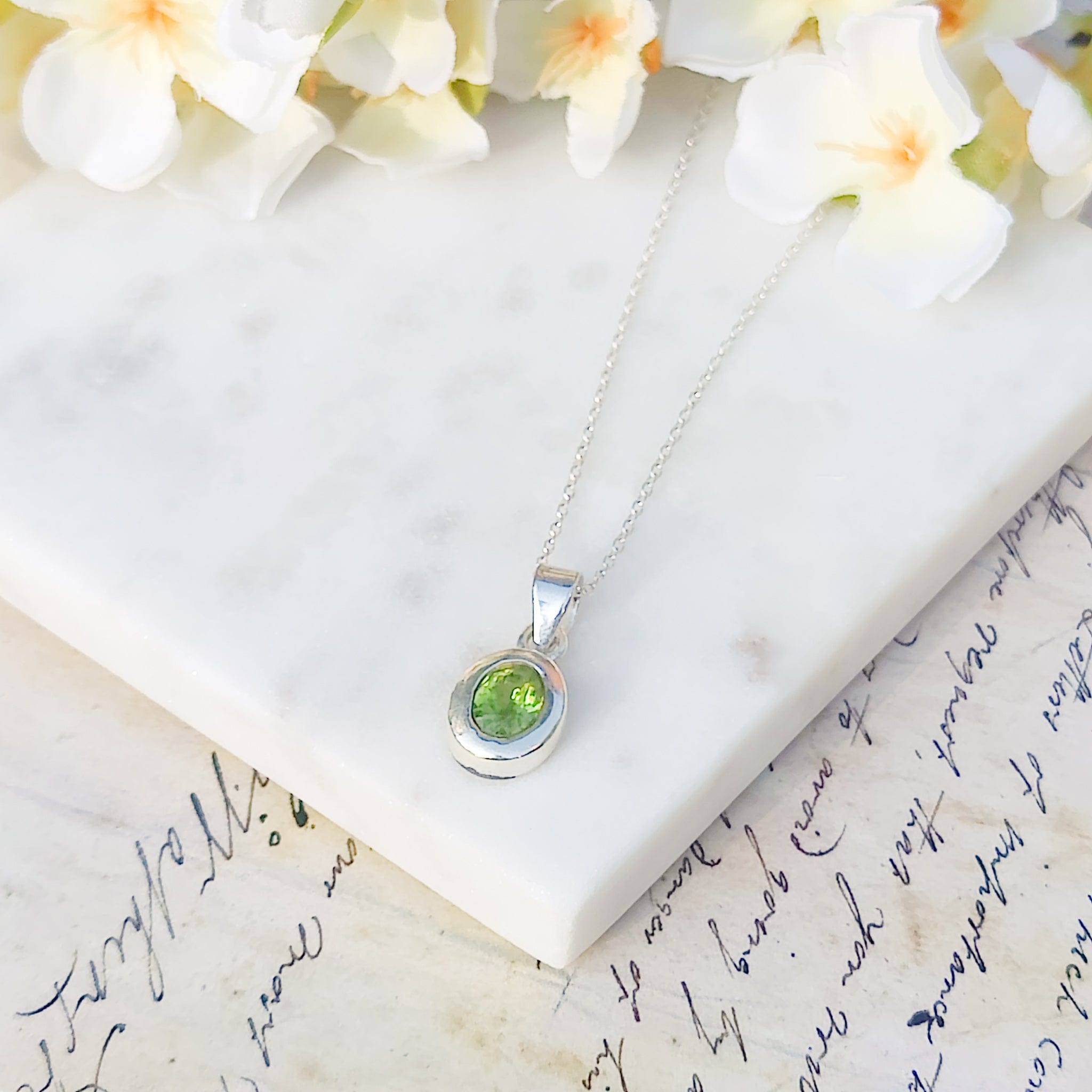 Hepburn and Hughes Peridot Pendant | 12mm Oval | August Birthstone | Sterling Silver