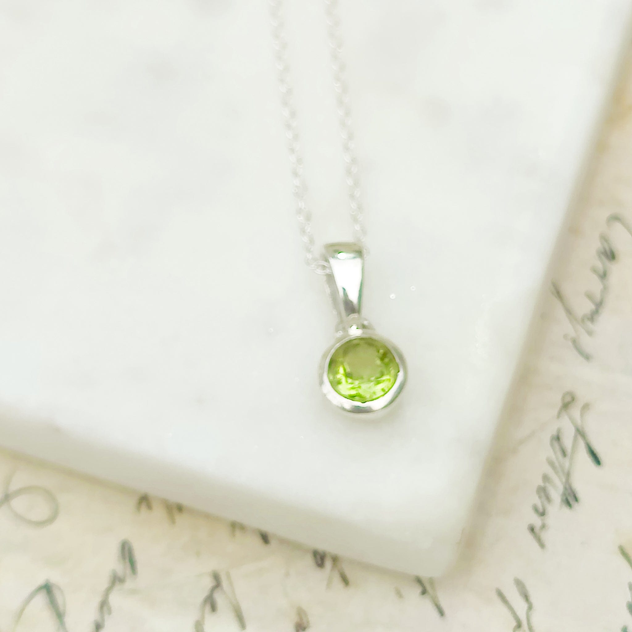 Hepburn and Hughes Peridot Pendant | 16th Wedding Anniversary | August Birthstone | Sterling Silver