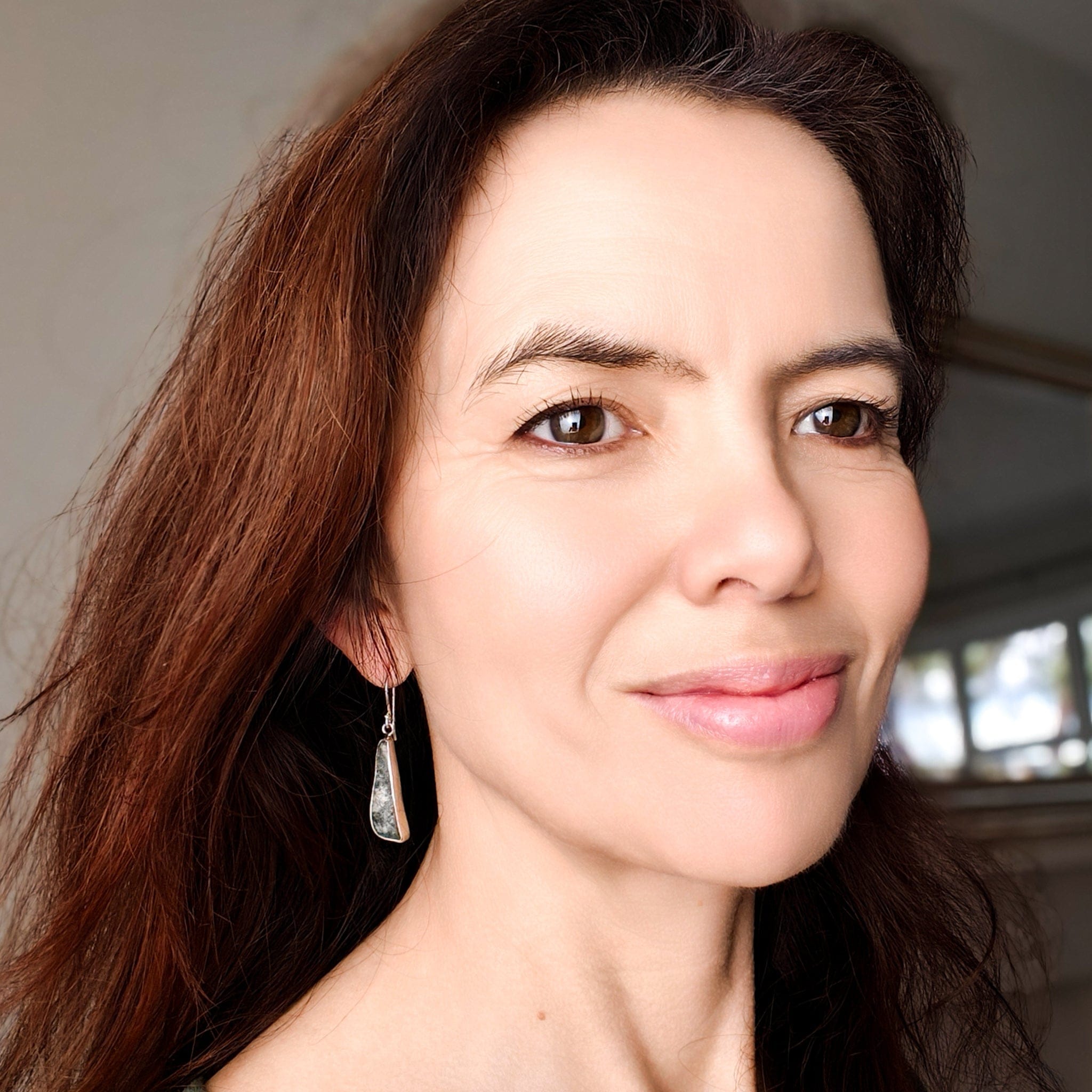 Hepburn and Hughes Preseli Bluestone 25mm Earrings | Stonehenge and Welsh Gift | Sterling Silver