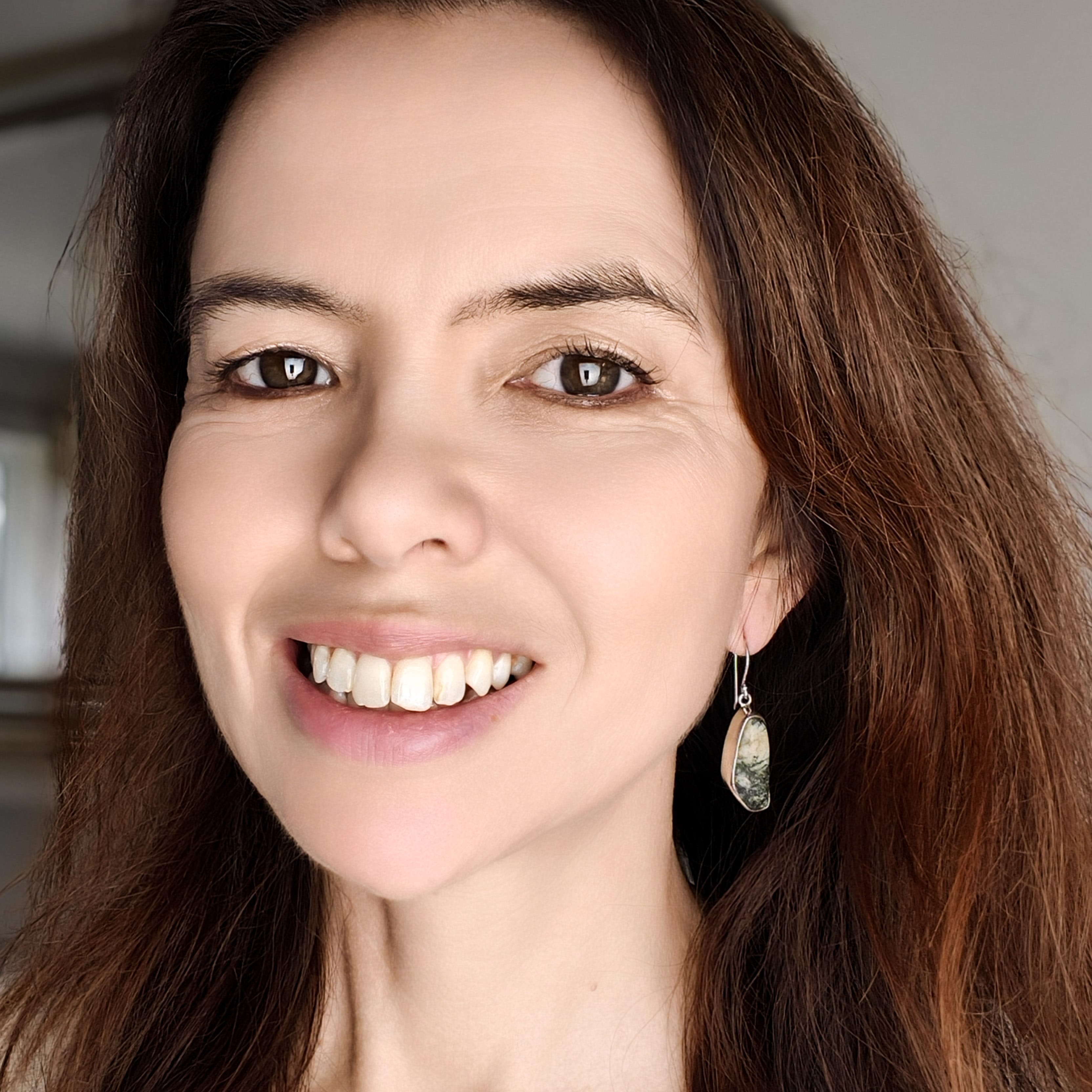 Hepburn and Hughes Preseli Bluestone 25mm Earrings | Stonehenge and Welsh Gift | Sterling Silver