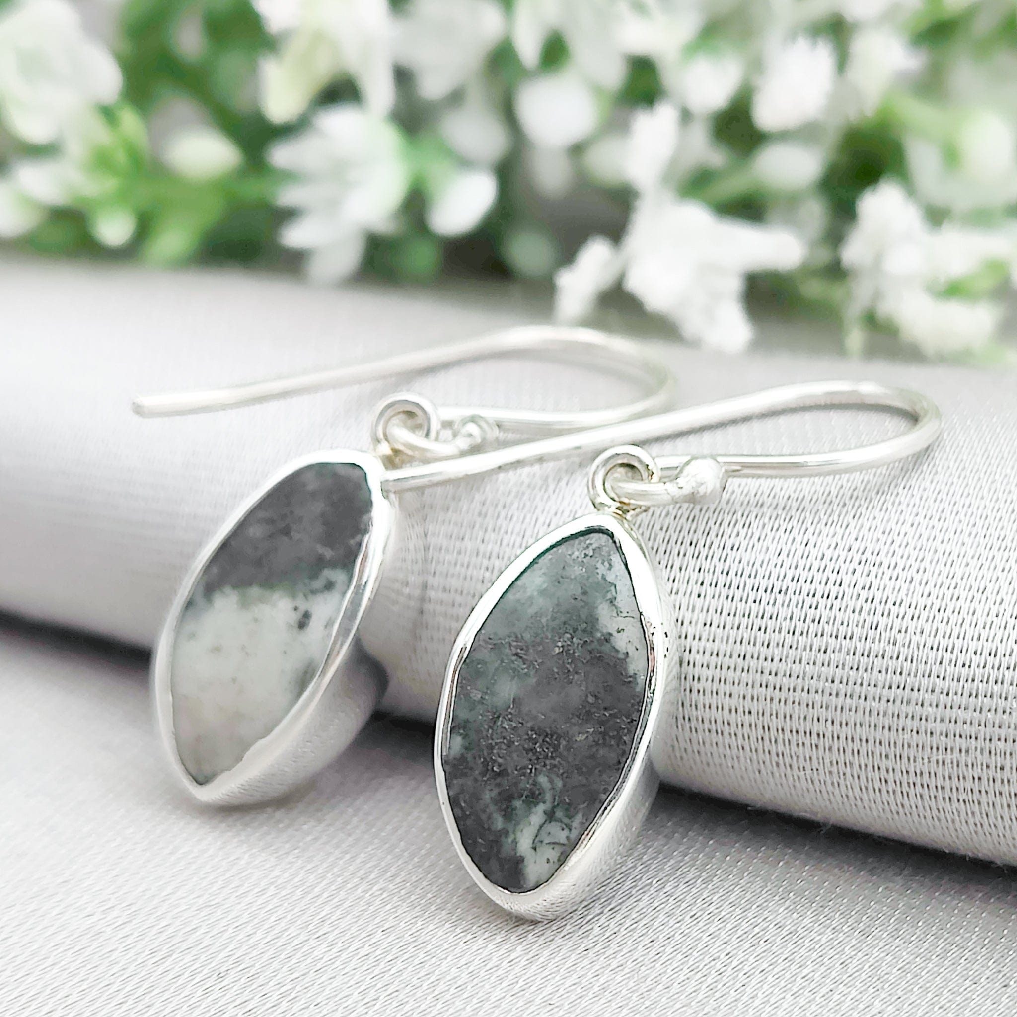Hepburn & Hughes Preseli Bluestone Earrings | Stonehenge Stone with Ear Wire | Welsh Gift | Sterling Silver