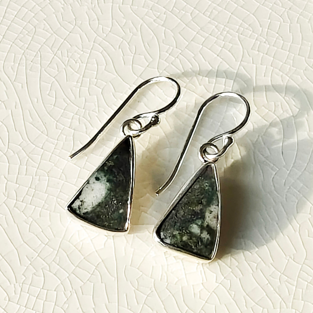 Hepburn and Hughes Preseli Bluestone Earrings | Stonehenge Stone with Ear Wire | Welsh Gift | Sterling Silver