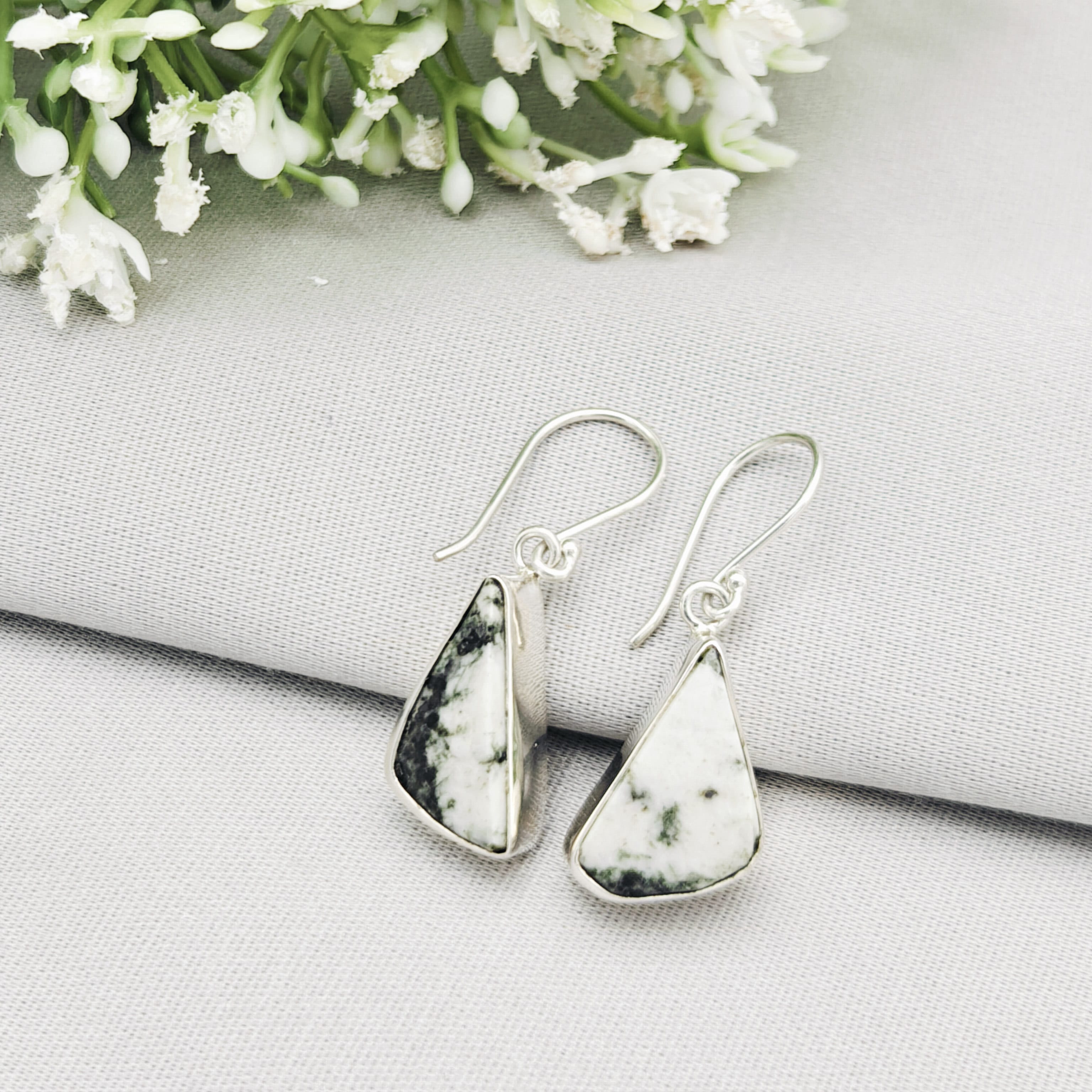 Hepburn and Hughes Preseli Bluestone Earrings | Stonehenge Stone with Ear Wire | Welsh Gift | Sterling Silver