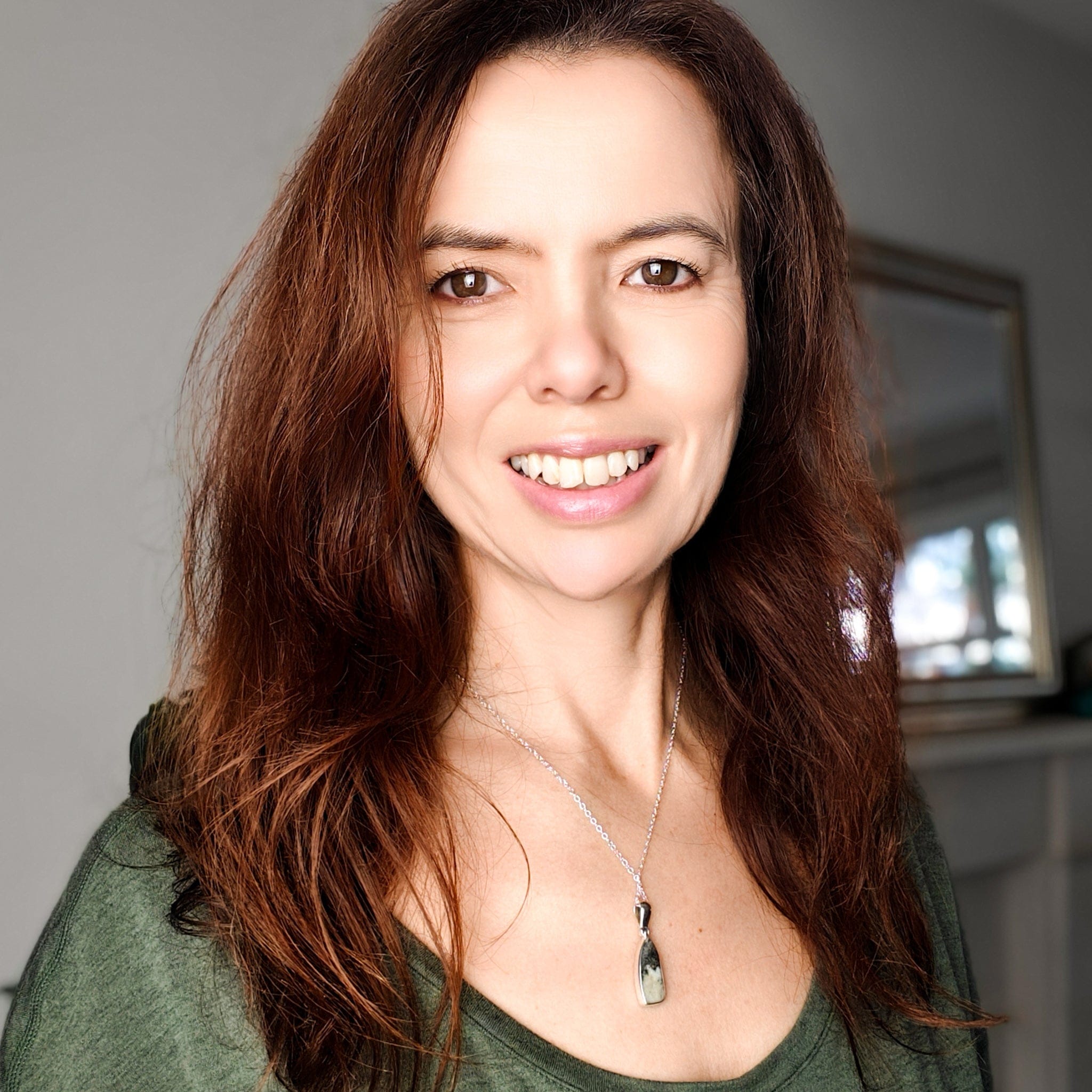 Hepburn and Hughes Preseli Bluestone Necklace | 22mm Slim Triangle | Stonehenge Gift | Sterling Silver