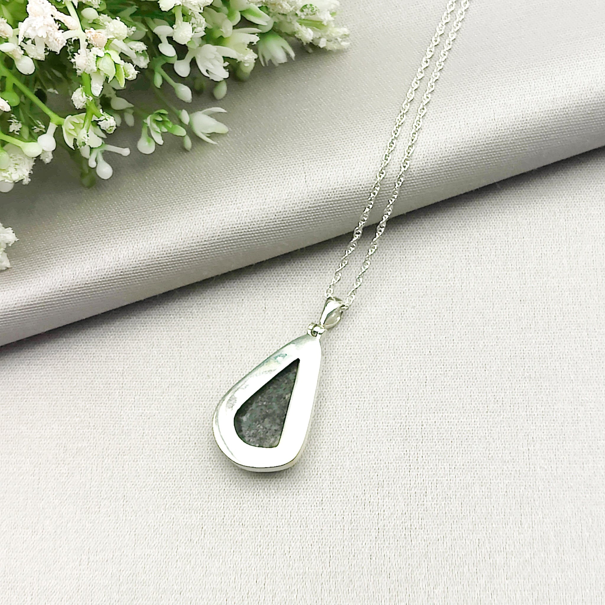 Hepburn and Hughes Preseli Bluestone Necklace | 27mm Triangle | Stonehenge Gift | Sterling Silver
