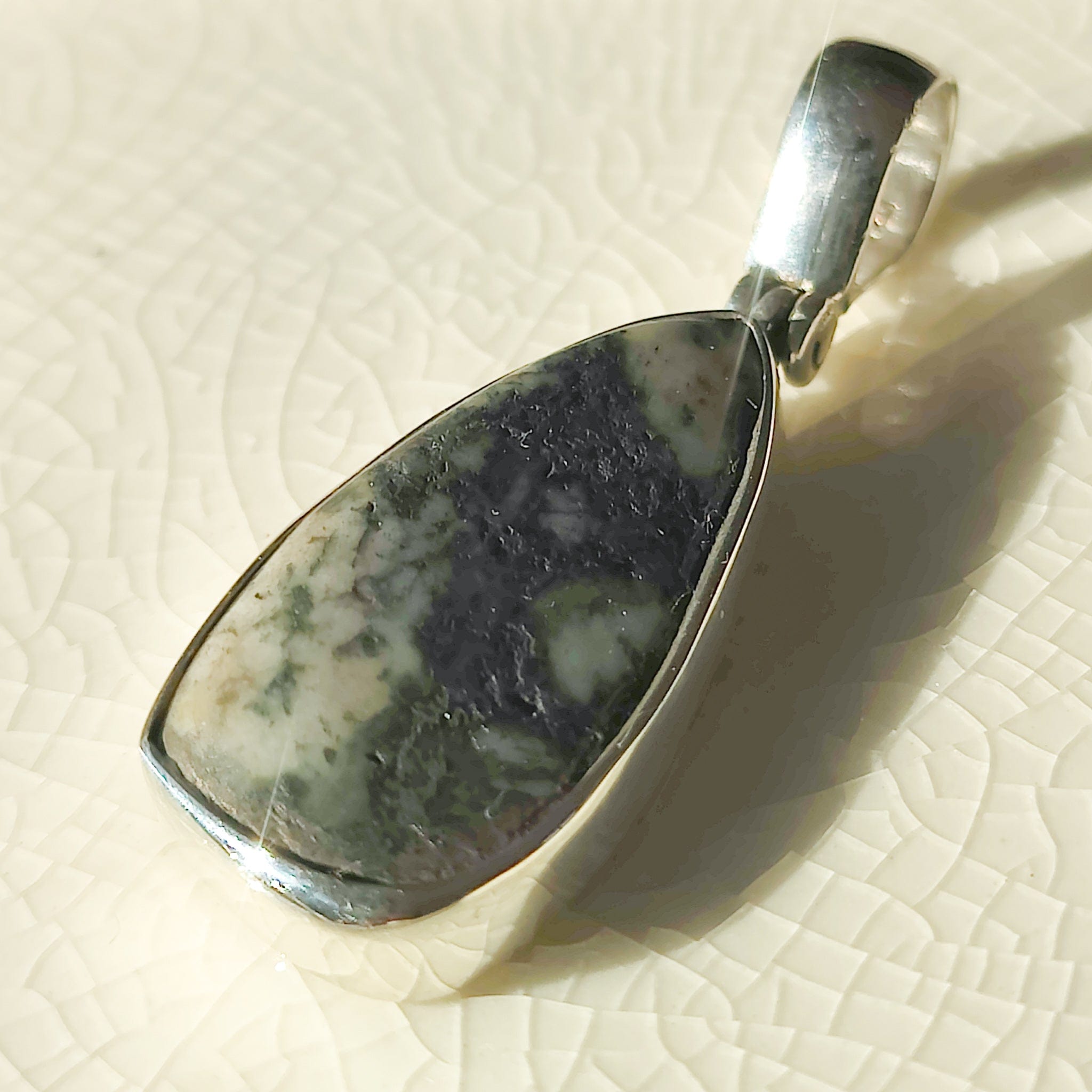 Hepburn and Hughes Preseli Bluestone Necklace | "Stonehenge" Gift | 25mm Abstract | Sterling Silver