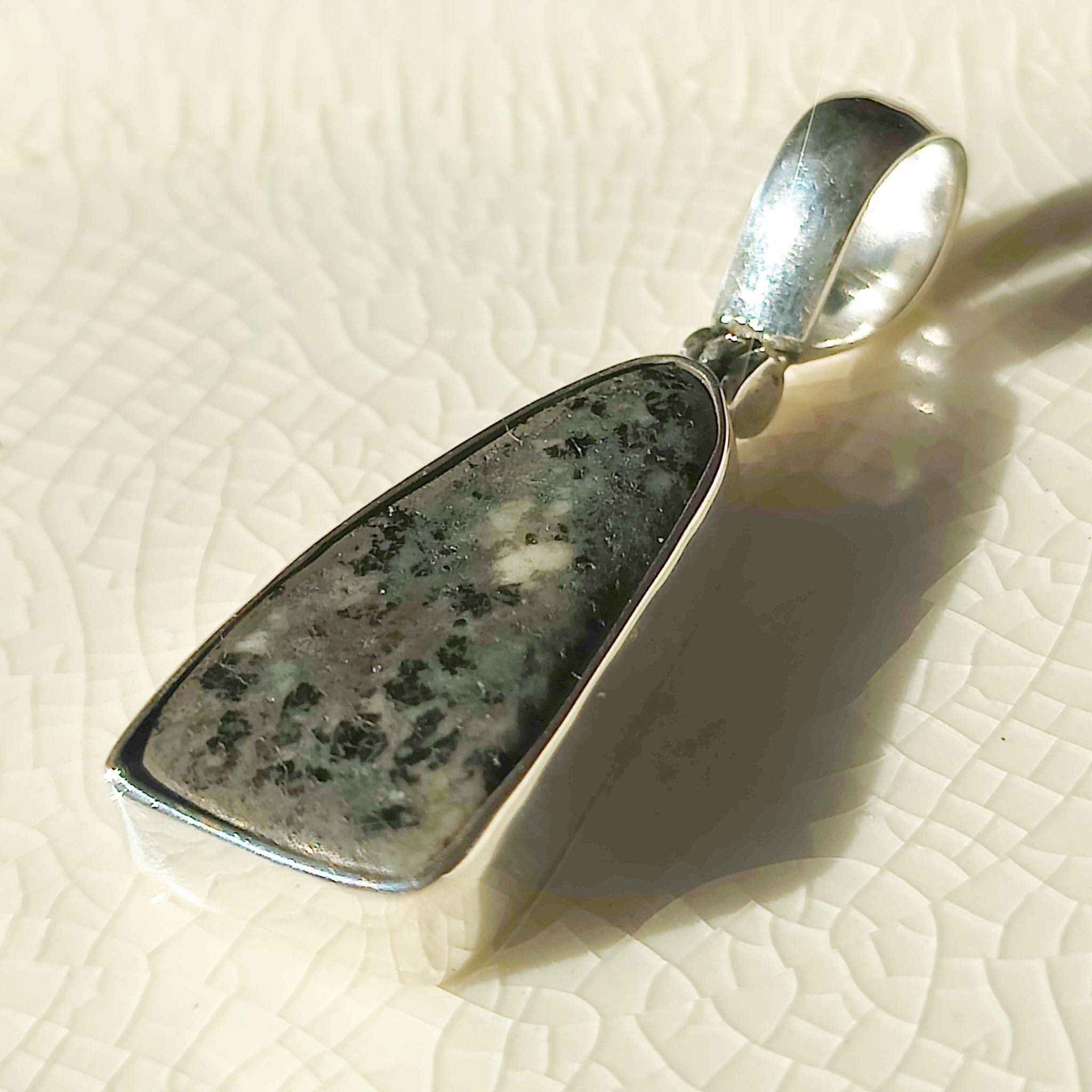 Hepburn and Hughes Preseli Bluestone Necklace | "Stonehenge" Gift | 25mm Abstract | Sterling Silver