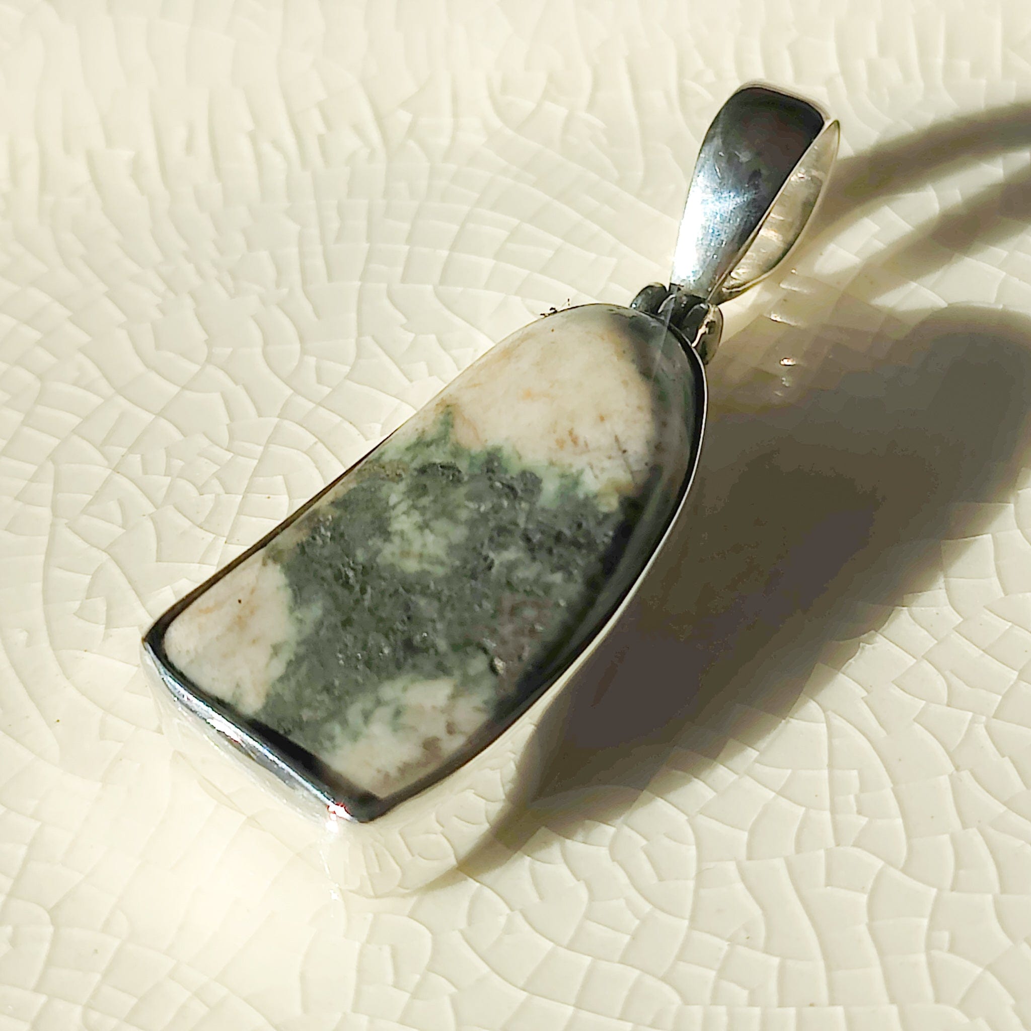 Hepburn and Hughes Preseli Bluestone Necklace | "Stonehenge" Gift | 25mm Abstract | Sterling Silver