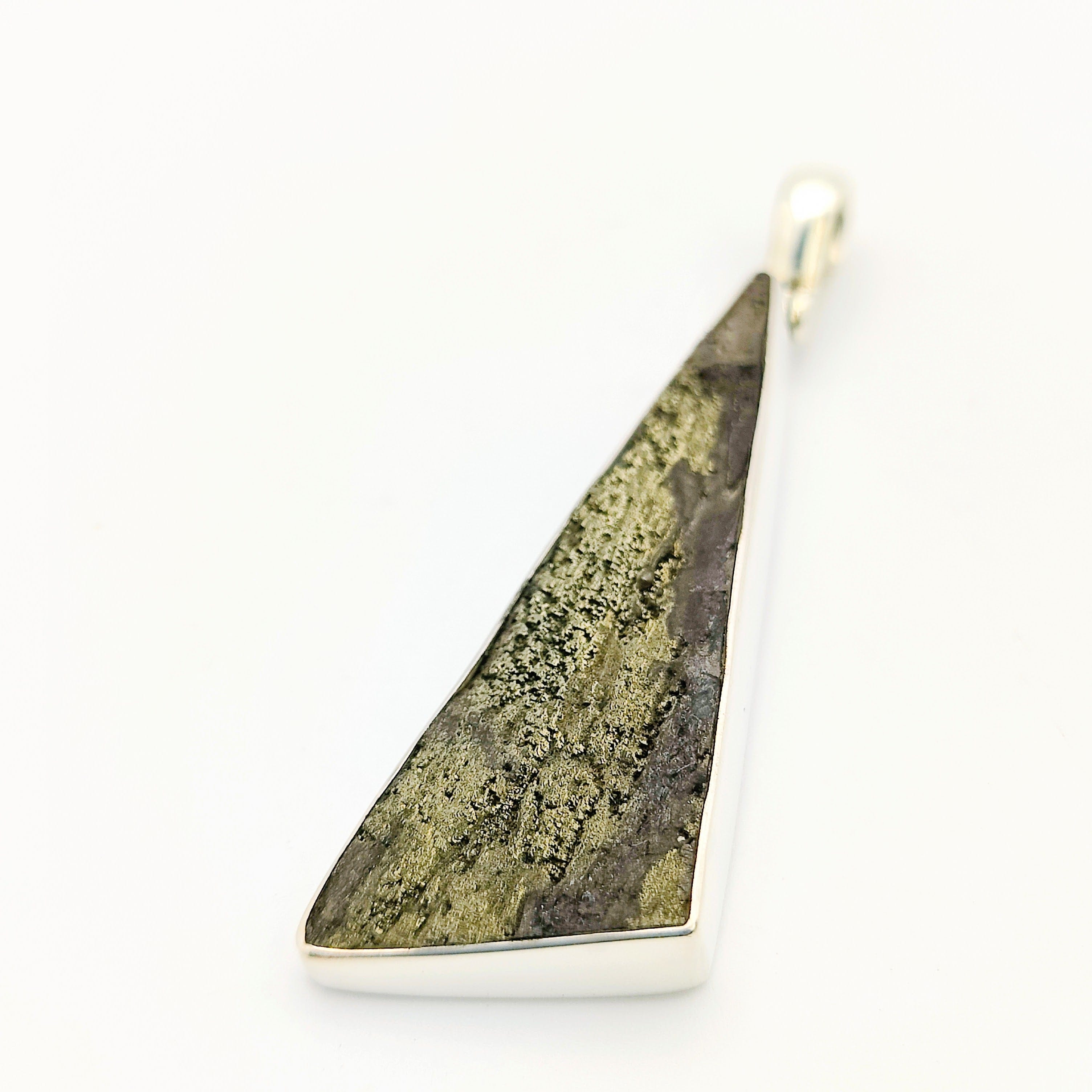 Hepburn and Hughes Pyrite Sun Pendant | Abstract Triangle | Crystal Gift | Sterling Silver