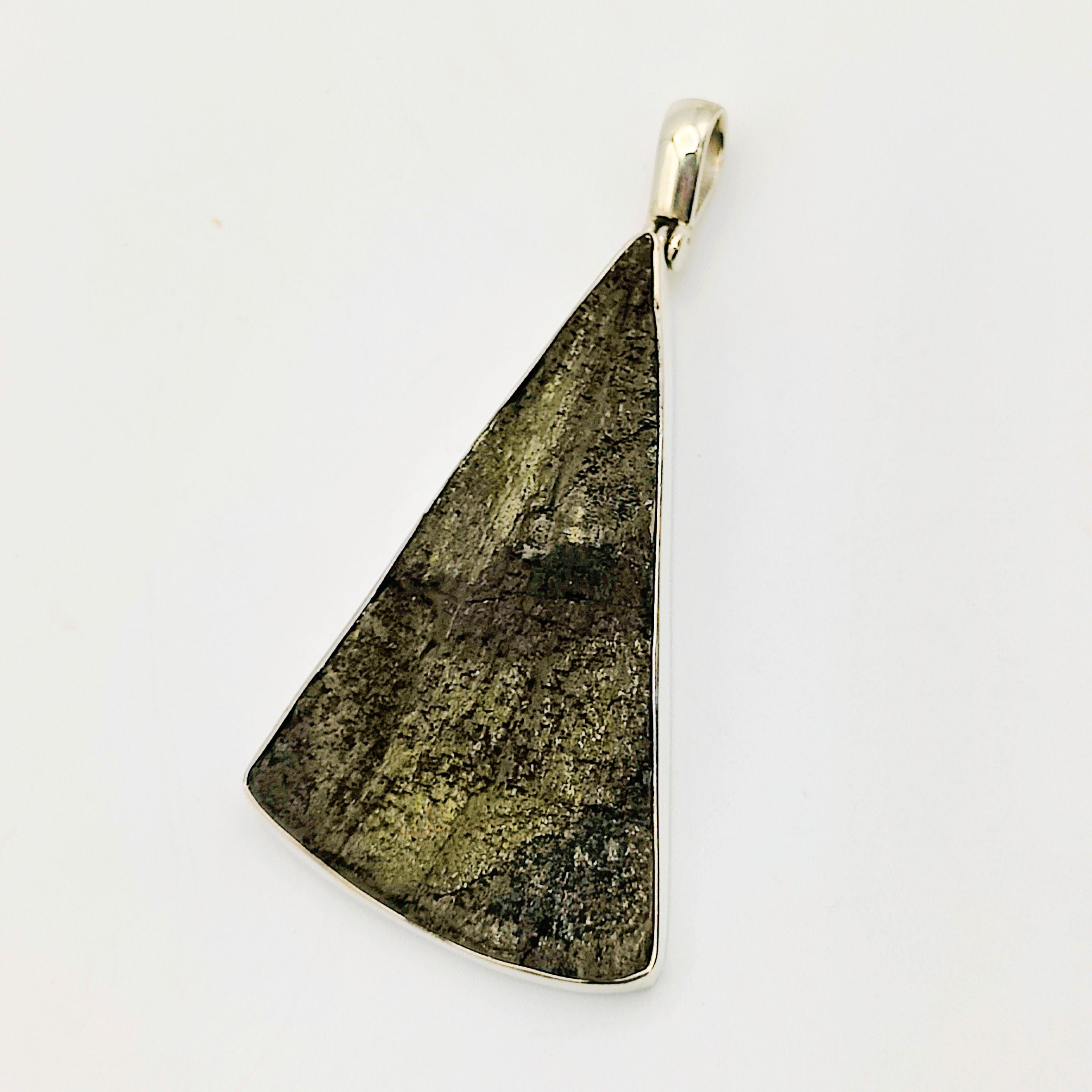 Hepburn and Hughes Pyrite Sun Pendant | Large Triangle | Crystal Gift | Sterling Silver