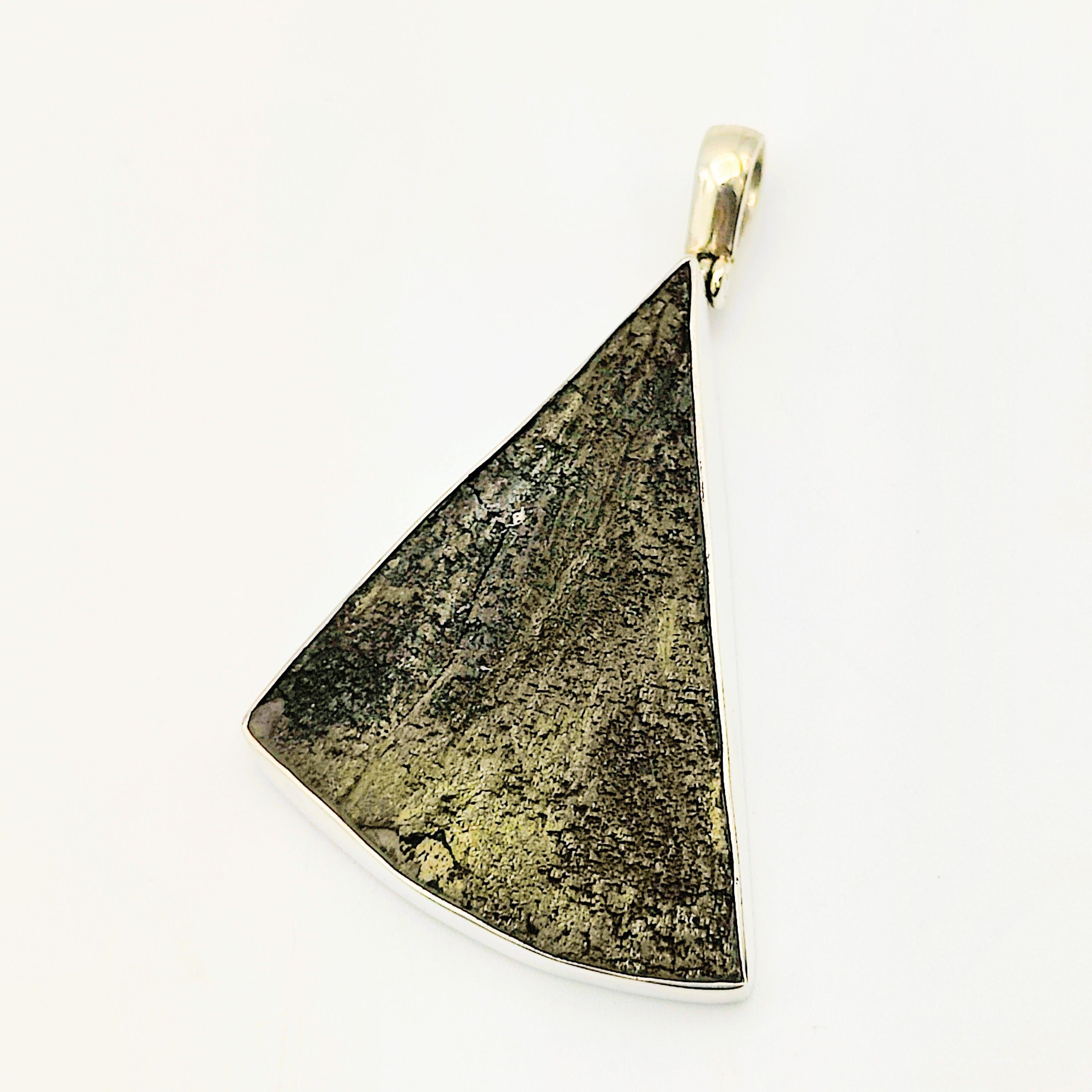 Hepburn and Hughes Pyrite Sun Pendant | Large Triangle | Crystal Gift | Sterling Silver