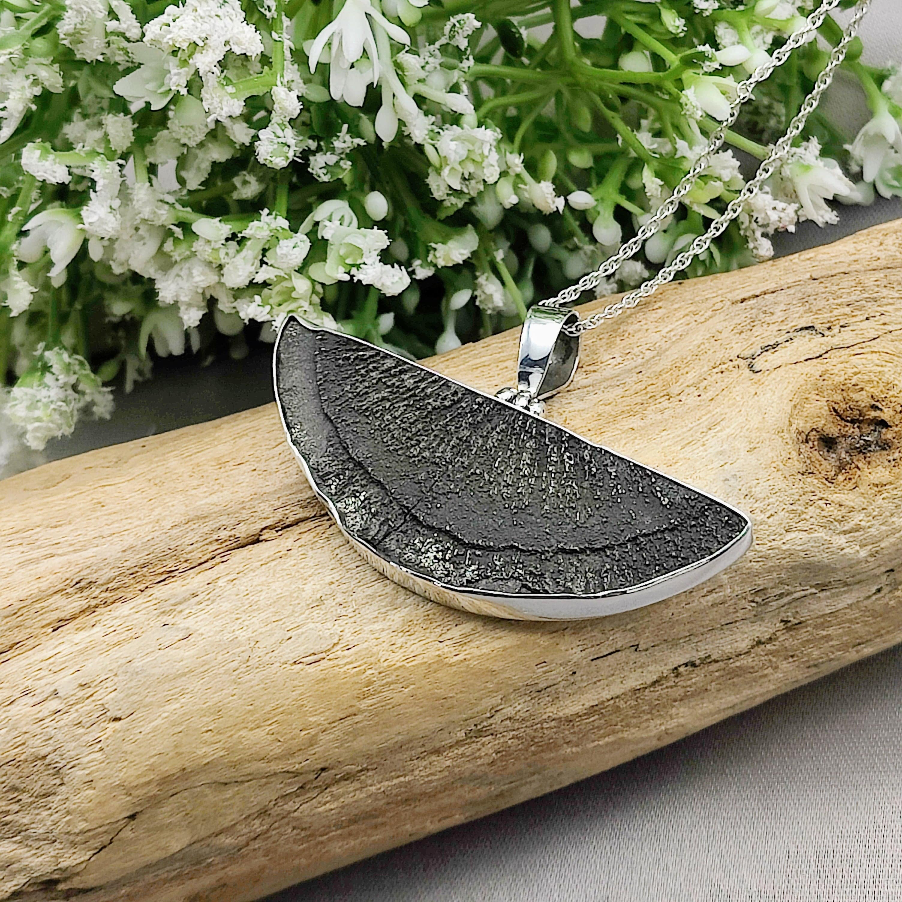 Hepburn and Hughes Pyrite Sun Pendant | Semi Circle | Geology Gift | Sterling Silver