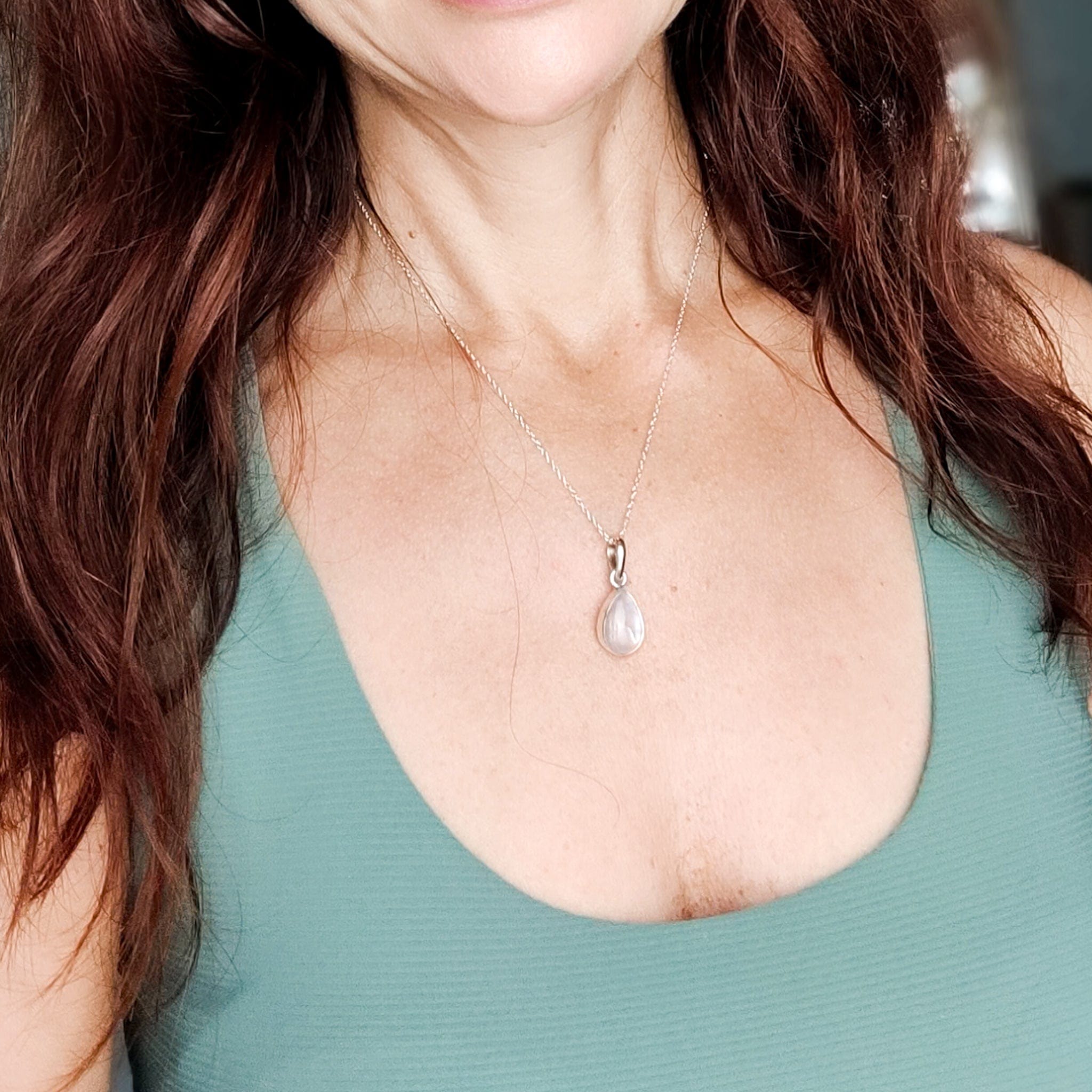 Hepburn and Hughes Rainbow Moonstone Pendant | 15mm Teardrop | June Birthstone | Sterling silver