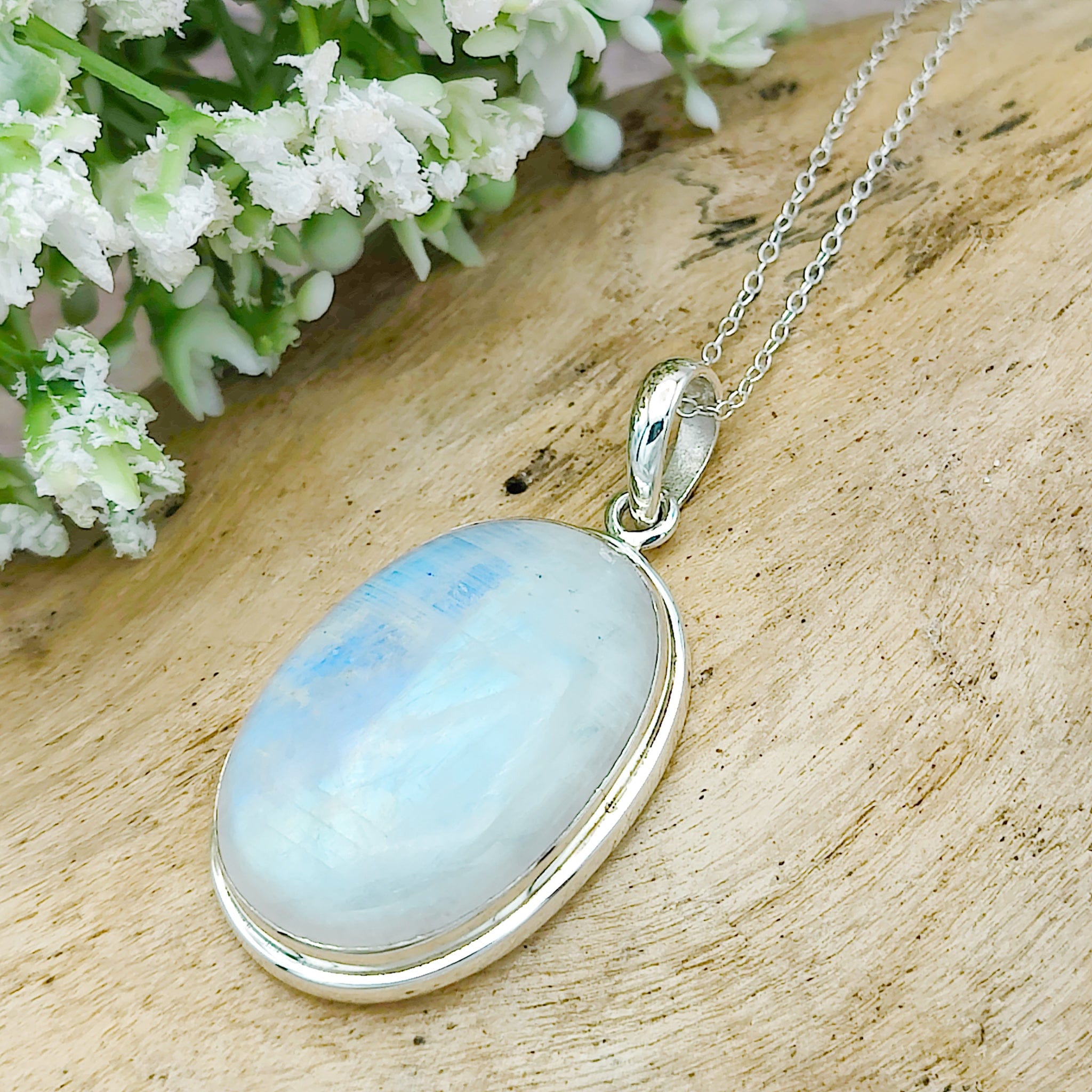 Rainbow Moonstone Modern Silver Necklace. Gemstone Pendant Necklace with labradorite and selling mother of pearl gemstones. CVAG