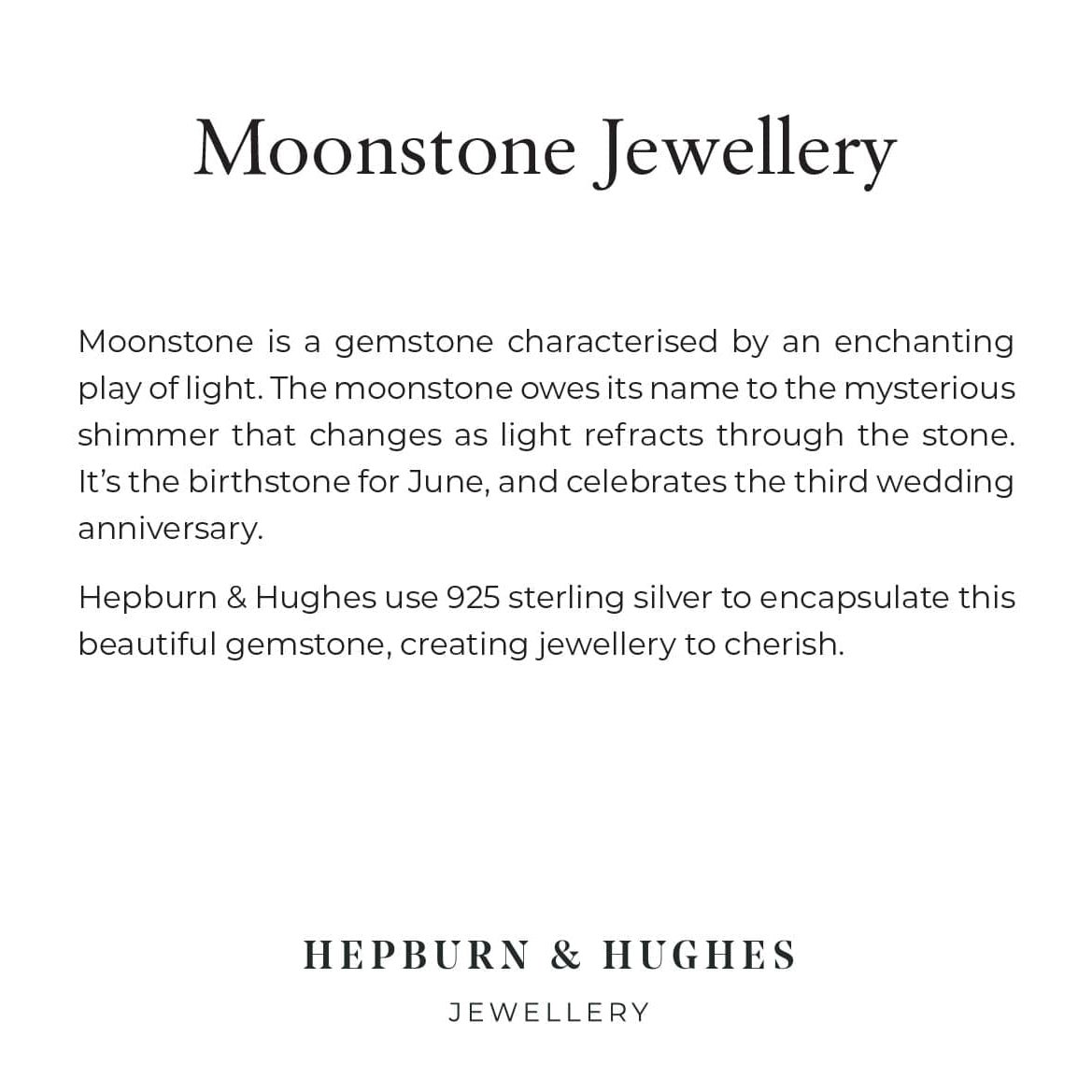 Hepburn and Hughes Rainbow Moonstone Pendant | 36mm Teardrop | June Birthstone | Sterling silver