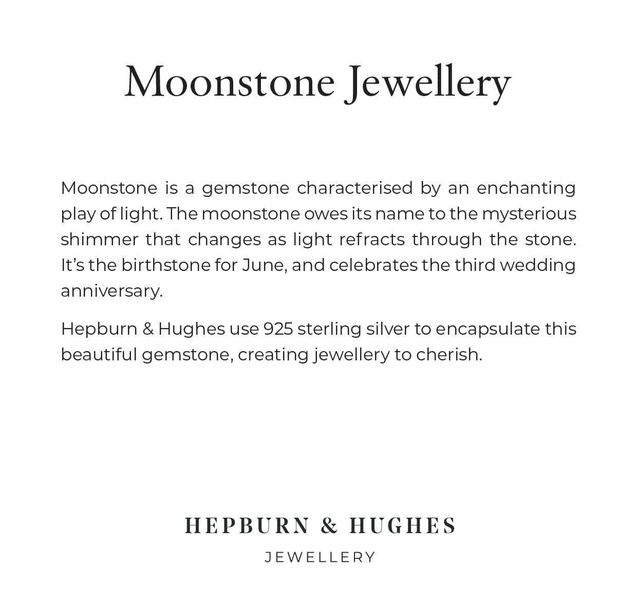 Hepburn and Hughes Rainbow Moonstone Pendant | 36mm Teardrop | June Birthstone | Sterling silver