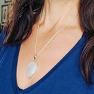 Hepburn and Hughes Rainbow Moonstone Pendant | 36mm Teardrop | June Birthstone | Sterling silver