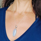 Hepburn and Hughes Rainbow Moonstone Pendant | Long Oval | June Birthstone | Sterling silver