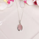 Hepburn and Hughes Rose Quartz Pendant | 15mm Oval | January Gift | Sterling Silver