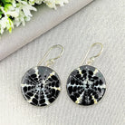 Hepburn and Hughes Seashell Earrings, Black Circle Troca in Sterling Silver
