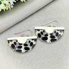 Hepburn and Hughes Seashell Earrings, Black Semi Circle Troca in Sterling Silver