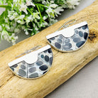 Hepburn and Hughes Seashell Earrings, Black Semi Circle Troca in Sterling Silver